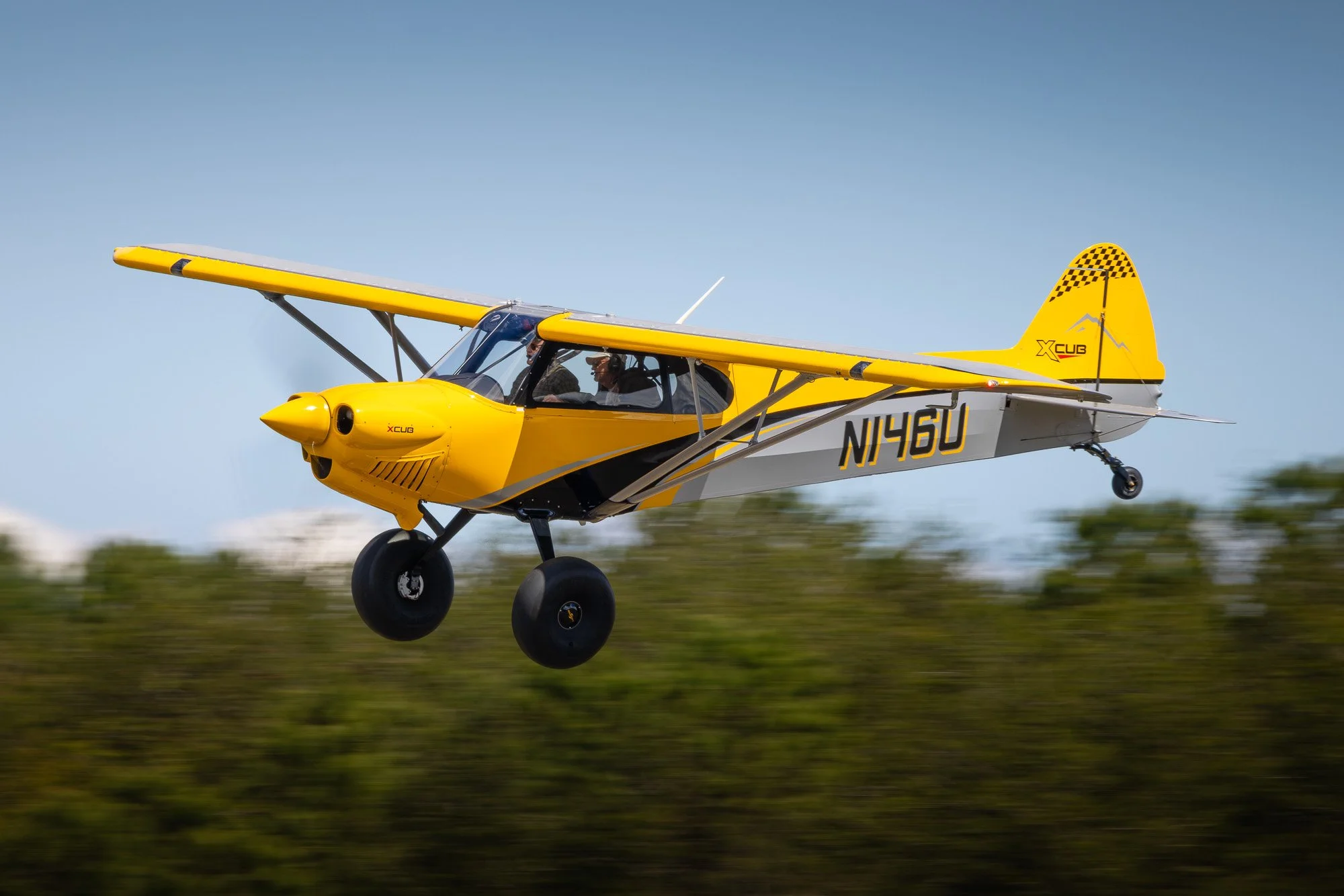CubCrafters CC19-180 XCub (N146U) performing a low approach at St. Mary's County Regional Airport (2W6) before heading back north.