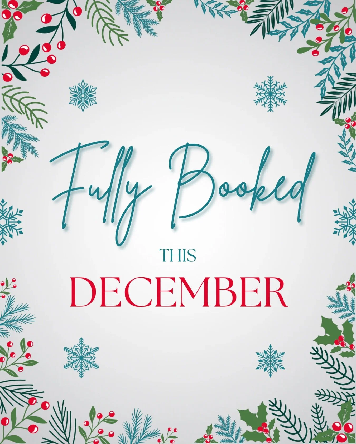🎄 December is officially FULLY BOOKED!🎄

We&rsquo;re now booking January appointments. Online booking opens December 27.

If you&rsquo;re flexible with timing, we&rsquo;re happy to add you to our cancellation list incase a last minute spots opens u