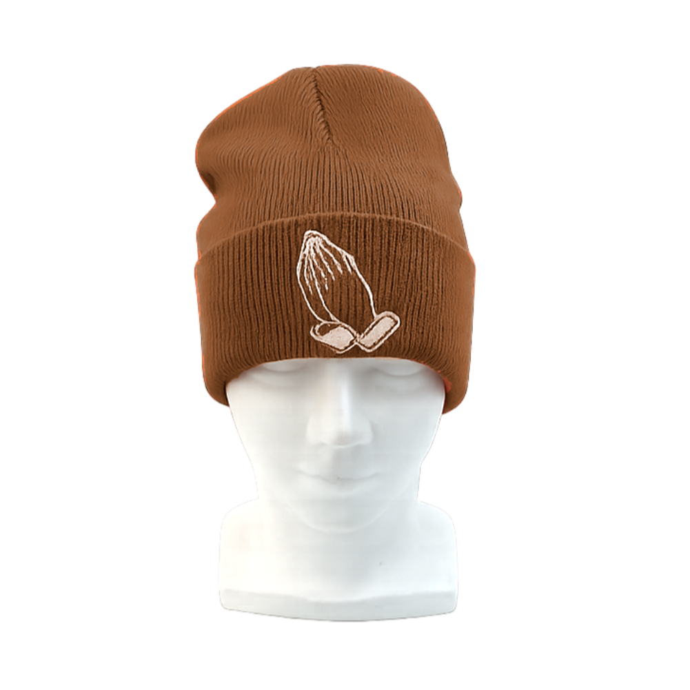 Brown beanie embroidered (Unisex)