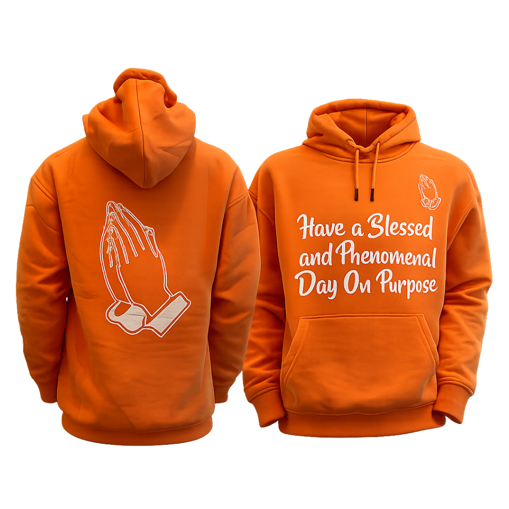 Orange hoodie - Front and Back White (Unisex)