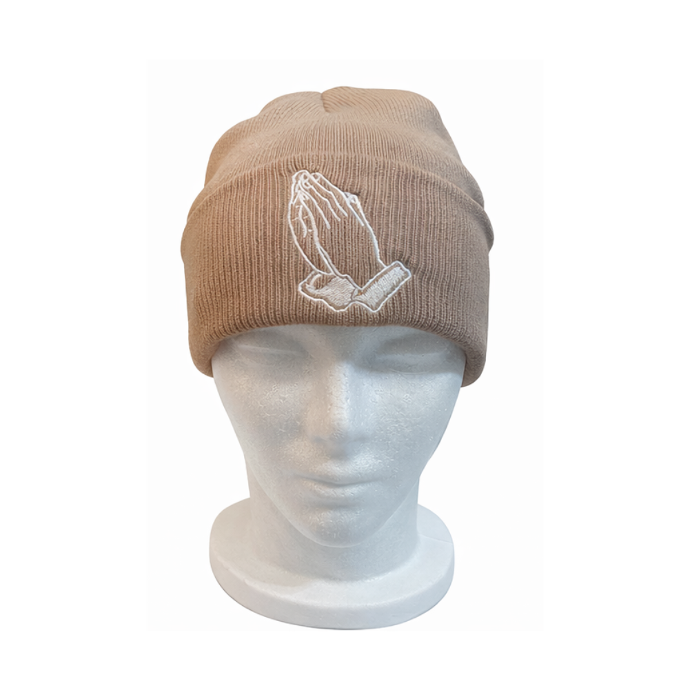 Khaki beanie embroidered (Unisex)