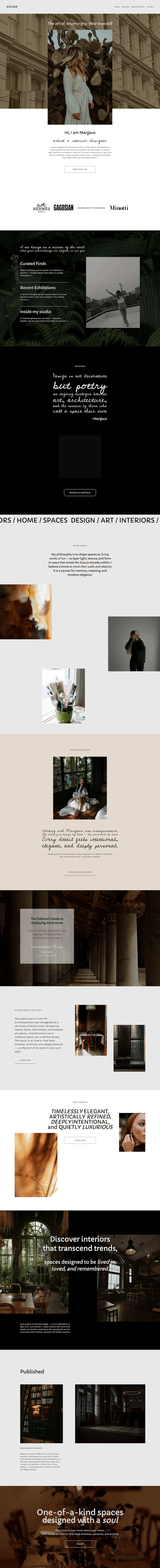 A woman performing a yoga pose in a bright, minimalist studio with white walls and large windows. The webpage promotes yoga and wellness programs for women.