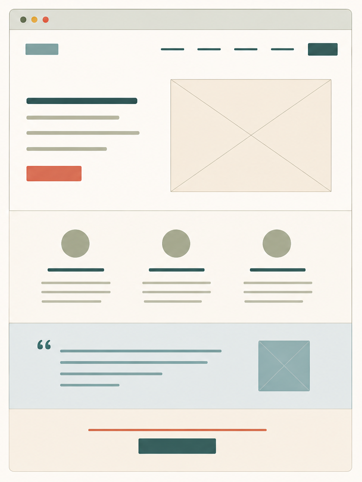 Website design with considered and intentionalcolour palette where all the colours are complimentary