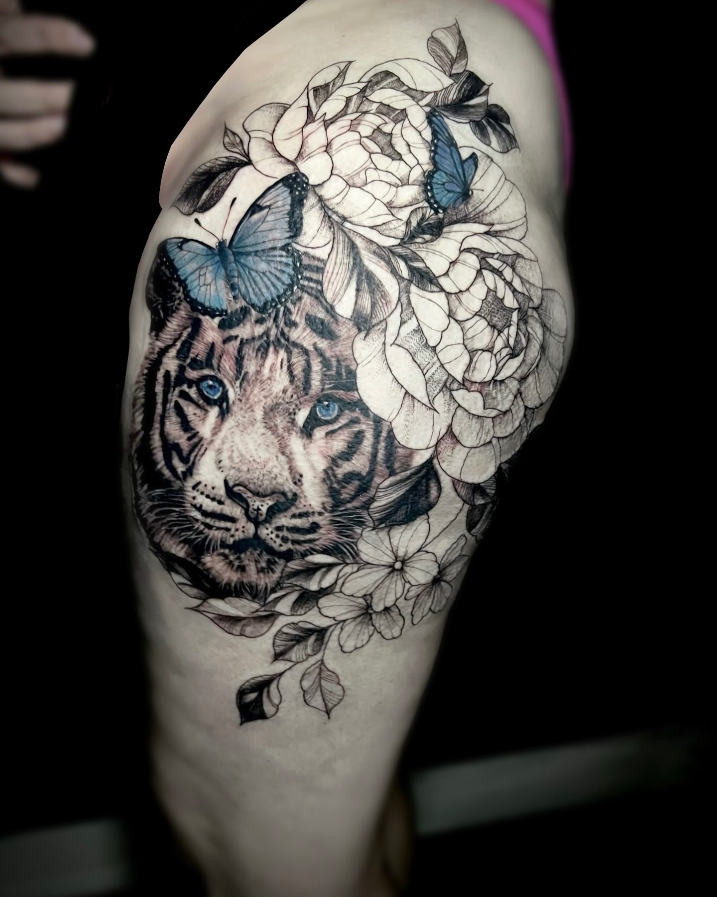 9 hours and Jordan&rsquo;s first big tattoo! 
What an absolute champion 👊 
Thankyou @jordan.saunders.1232 🙏 🐯 🦋