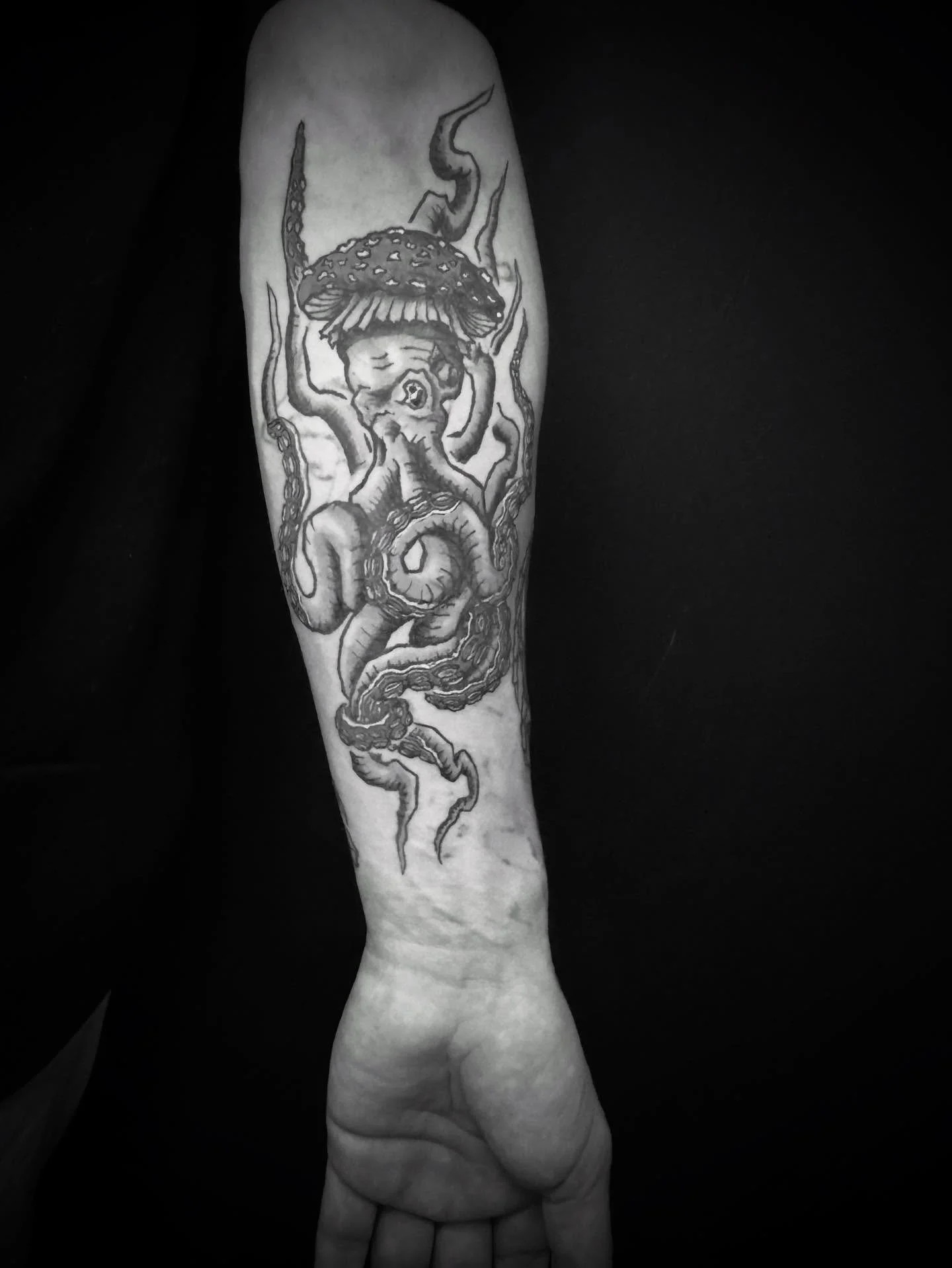 Thankyou @7402ash for this amazing idea! Octoshroom! Really love how the colours turned out on this one

@vintagescarecrow
@rghtstuff 
@chromatattooink 

#mushroom #octopus #tattoo #adelaidetattoo #tattooapprentice