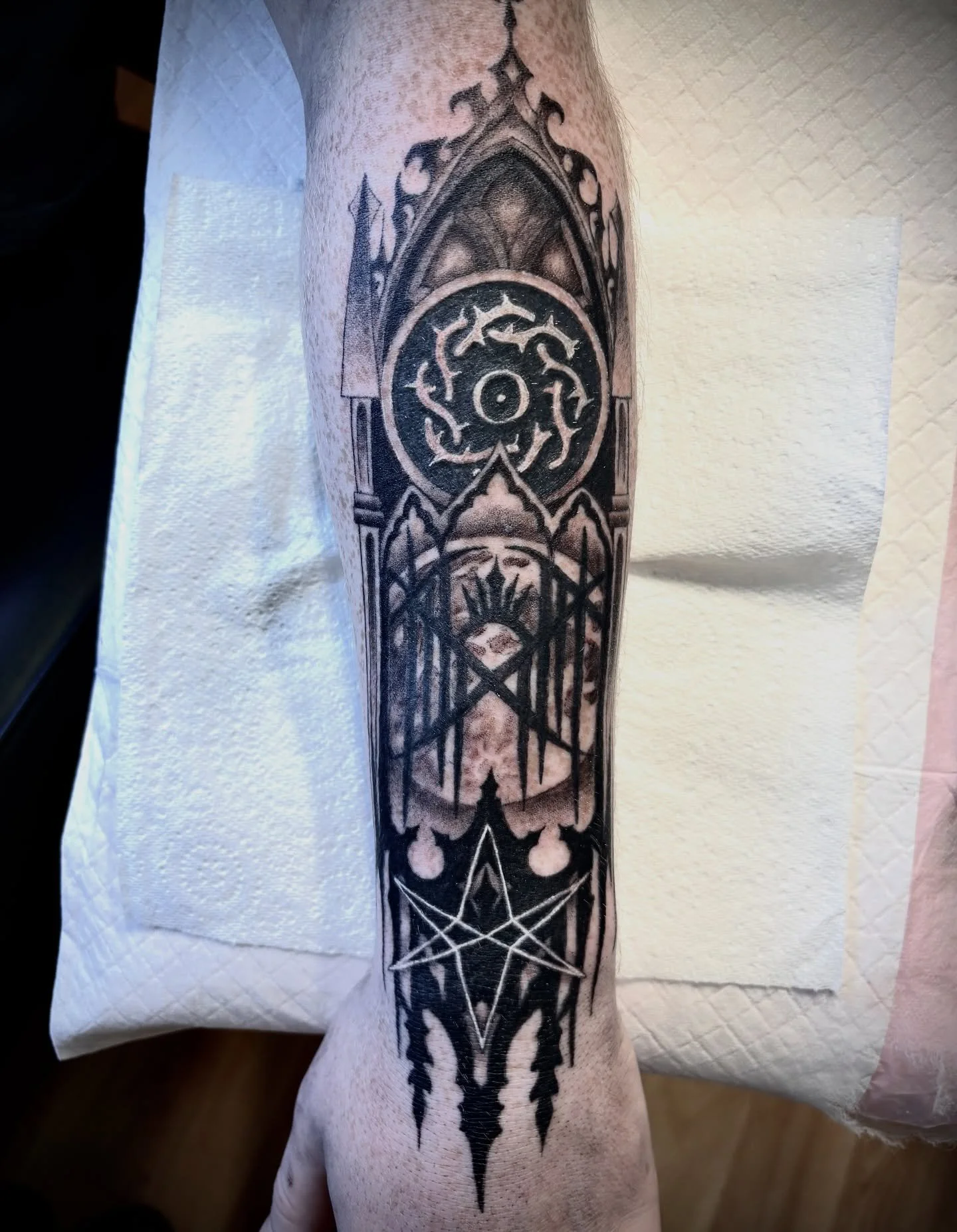 @bringmethehorizon @sleep_token and @badomensofficial piece for Chris&rsquo;s first tattoo. Thanks man! 

#tattoo #armtattoo #badomens #badomens #tattoo #sleeptoken #sleeptokentattoo #bmth #bringmethehorizon #bringmethehorizontattoo #adelaidetattoo #