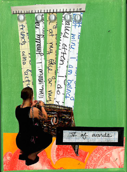 lara's tarot: v of wands (2025) | what would happen if you rose to your own challenge, lar? make the time to really feel it out, or repeat the same cycles for months and years again, and again. there’s nothing wrong with giving yourself what you want