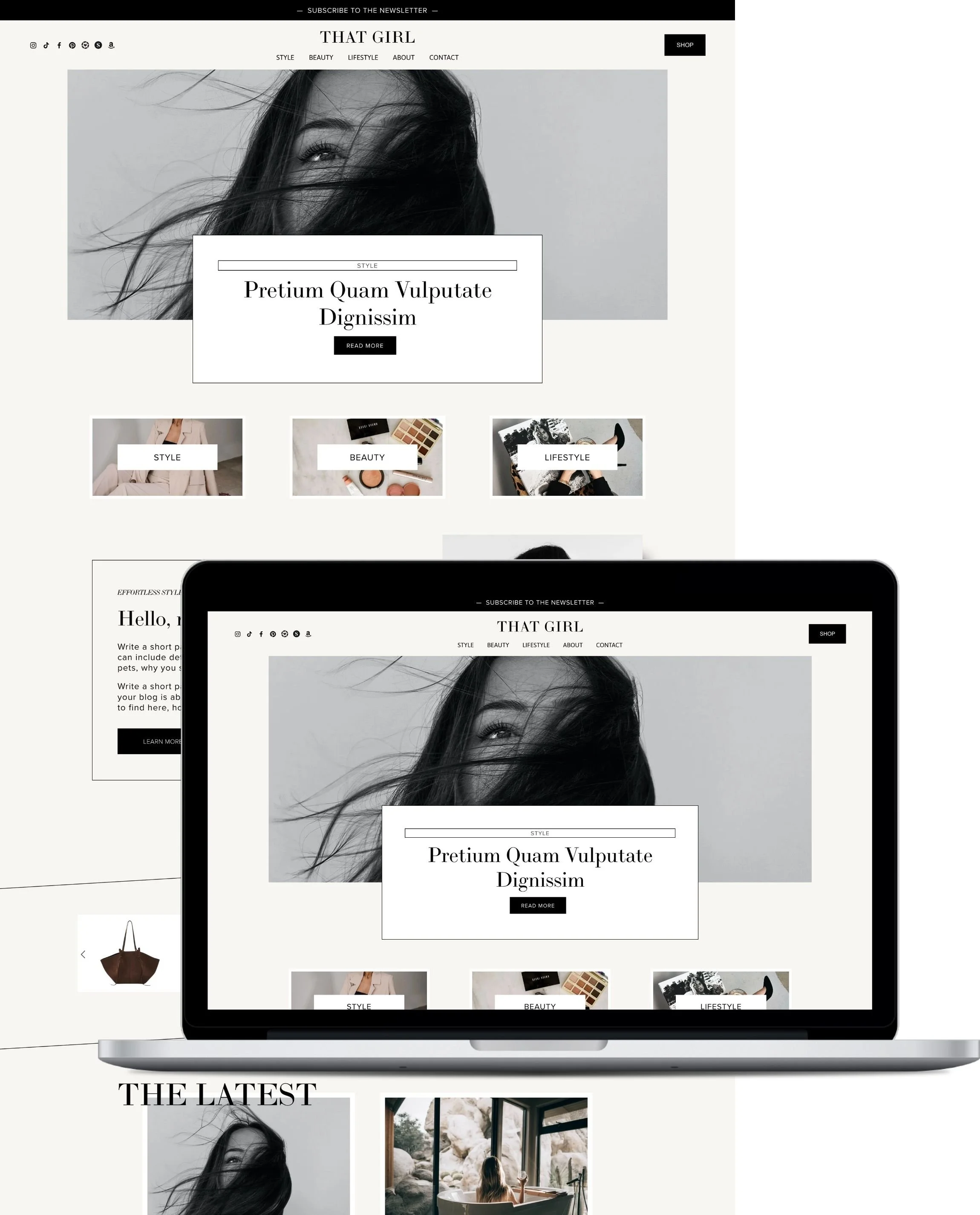  Squarespace Website Templates for Bloggers, Influencers, Content Creators - That Girl Squarespace Blog Template 