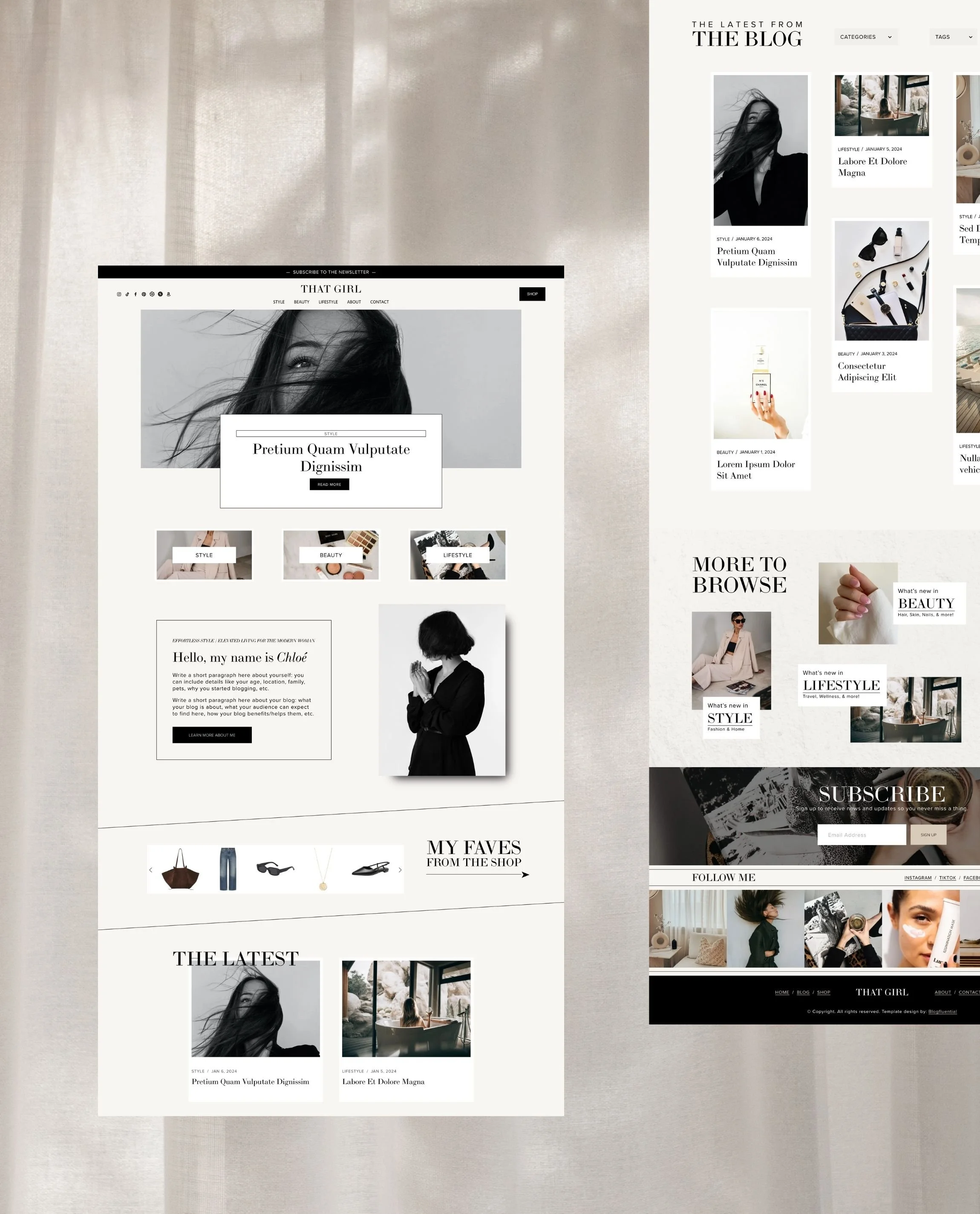  Squarespace Website Templates for Bloggers, Influencers, Content Creators - That Girl Squarespace Blog Template 