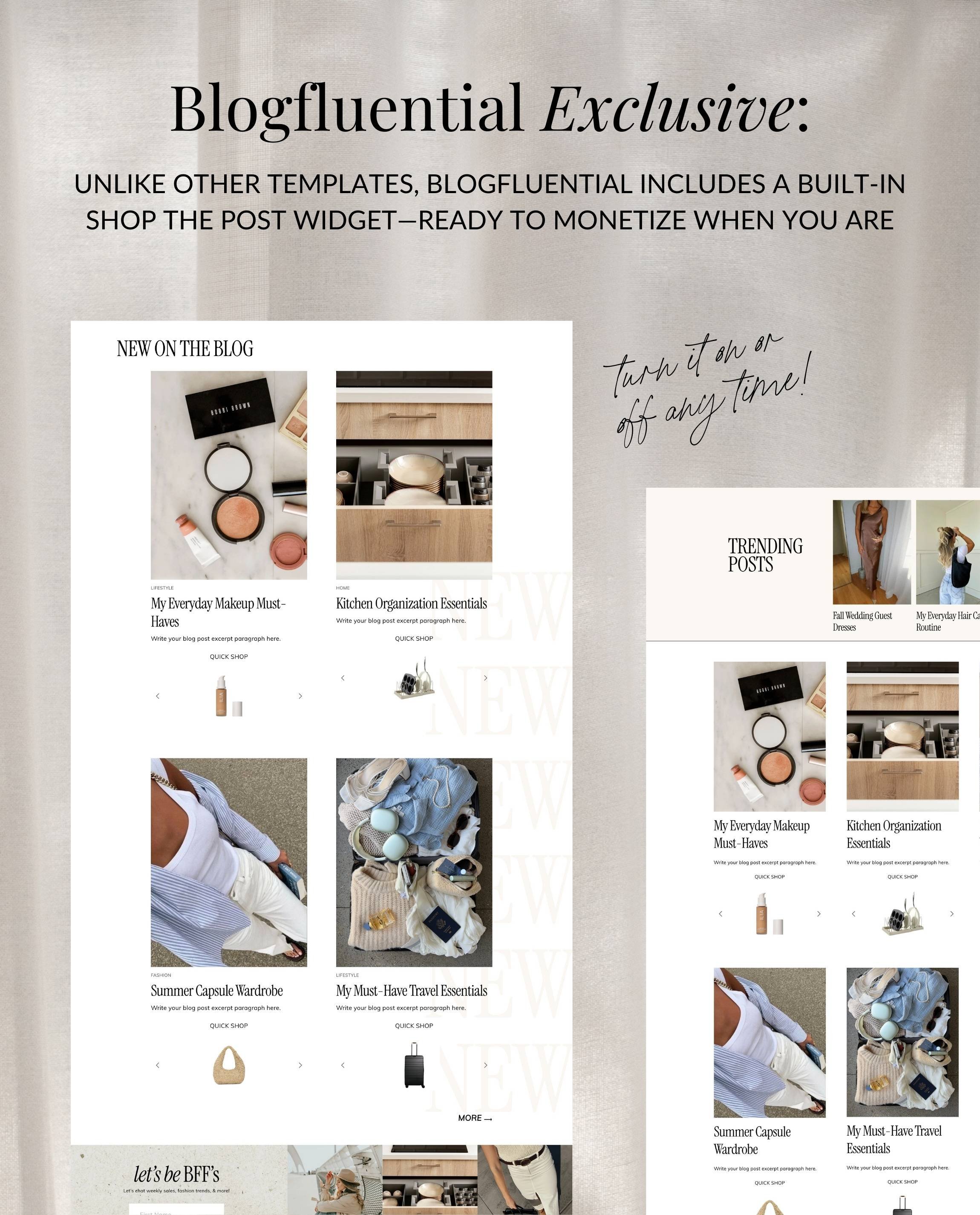  Shop the Post Widget for Squarespace Website Templates for Bloggers, Influencer, Content, Creators - Le Chic Squarespace Blog Template 