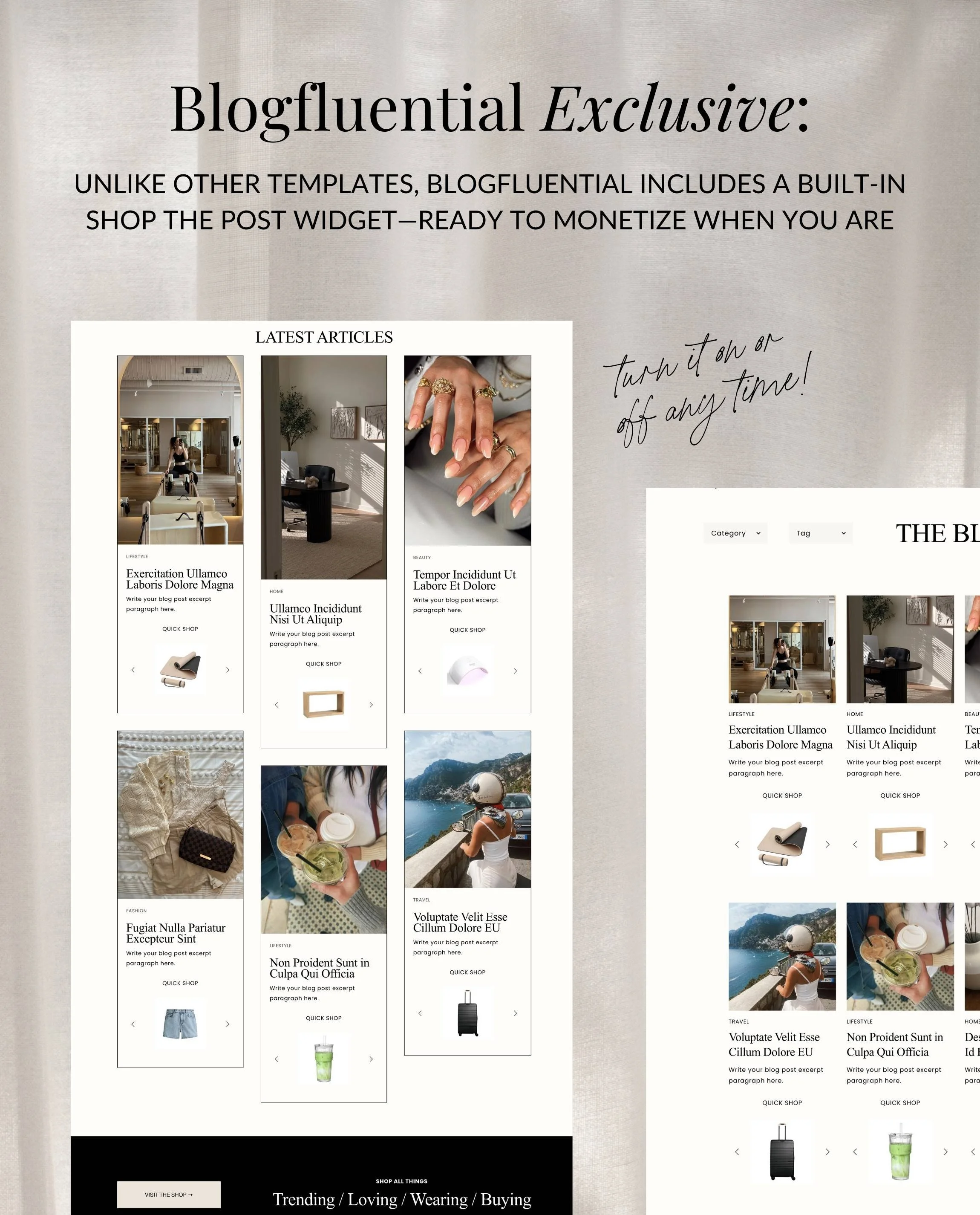 Shop the Post Widget for Squarespace Website Templates for Bloggers, Influencer, Content, Creators - The Styled Edit Squarespace Blog Template 