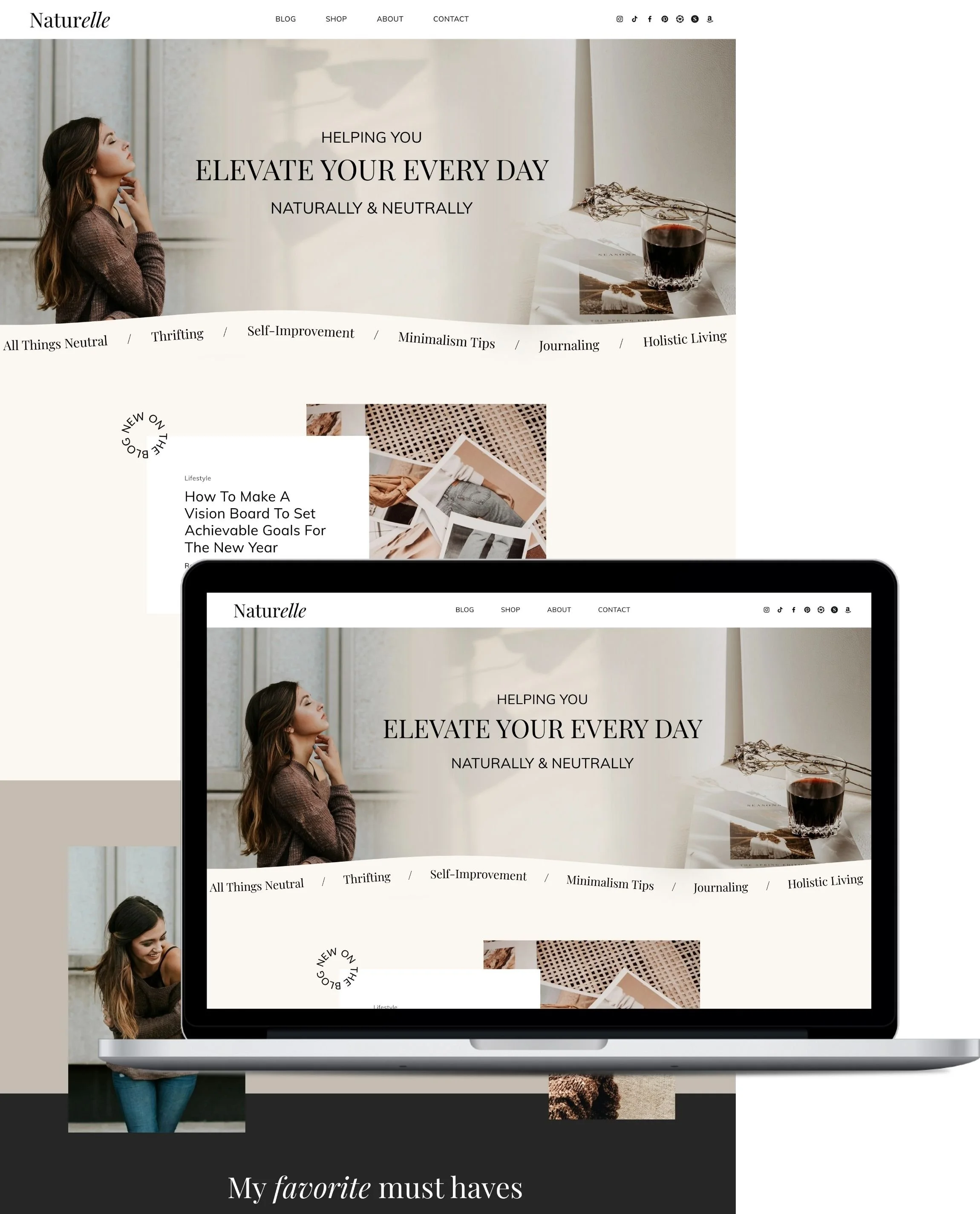  Squarespace Website Templates for Bloggers, Influencers, Content Creators - Naturelle Squarespace Blog Template 