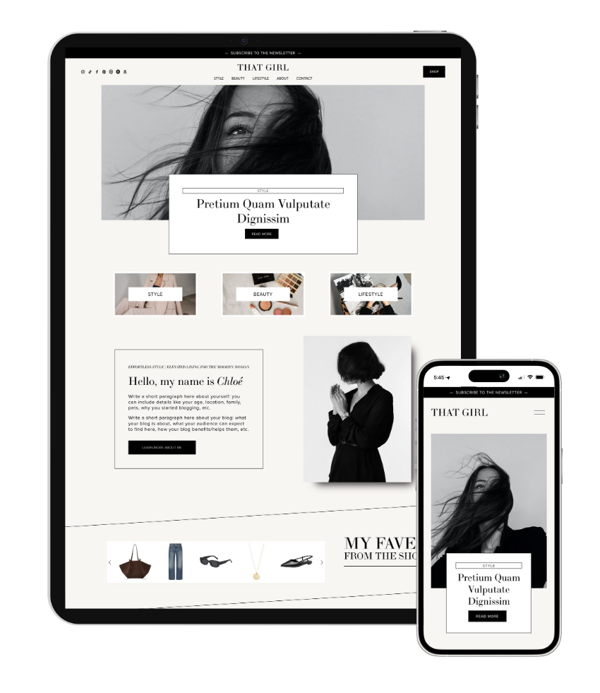 Squarespace Website Templates for Bloggers, Influencers, Content Creators - iPad iPhone Mockup