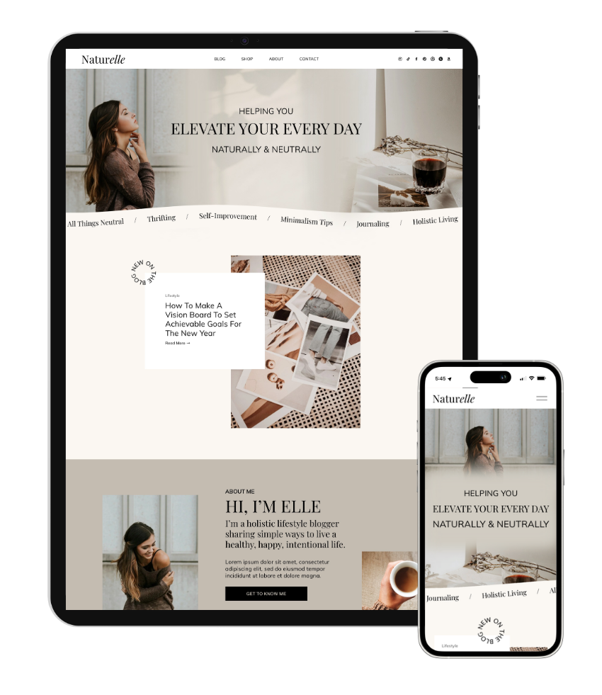 Squarespace Website Templates for Bloggers, Influencers, Content Creators - iPad iPhone Mockup