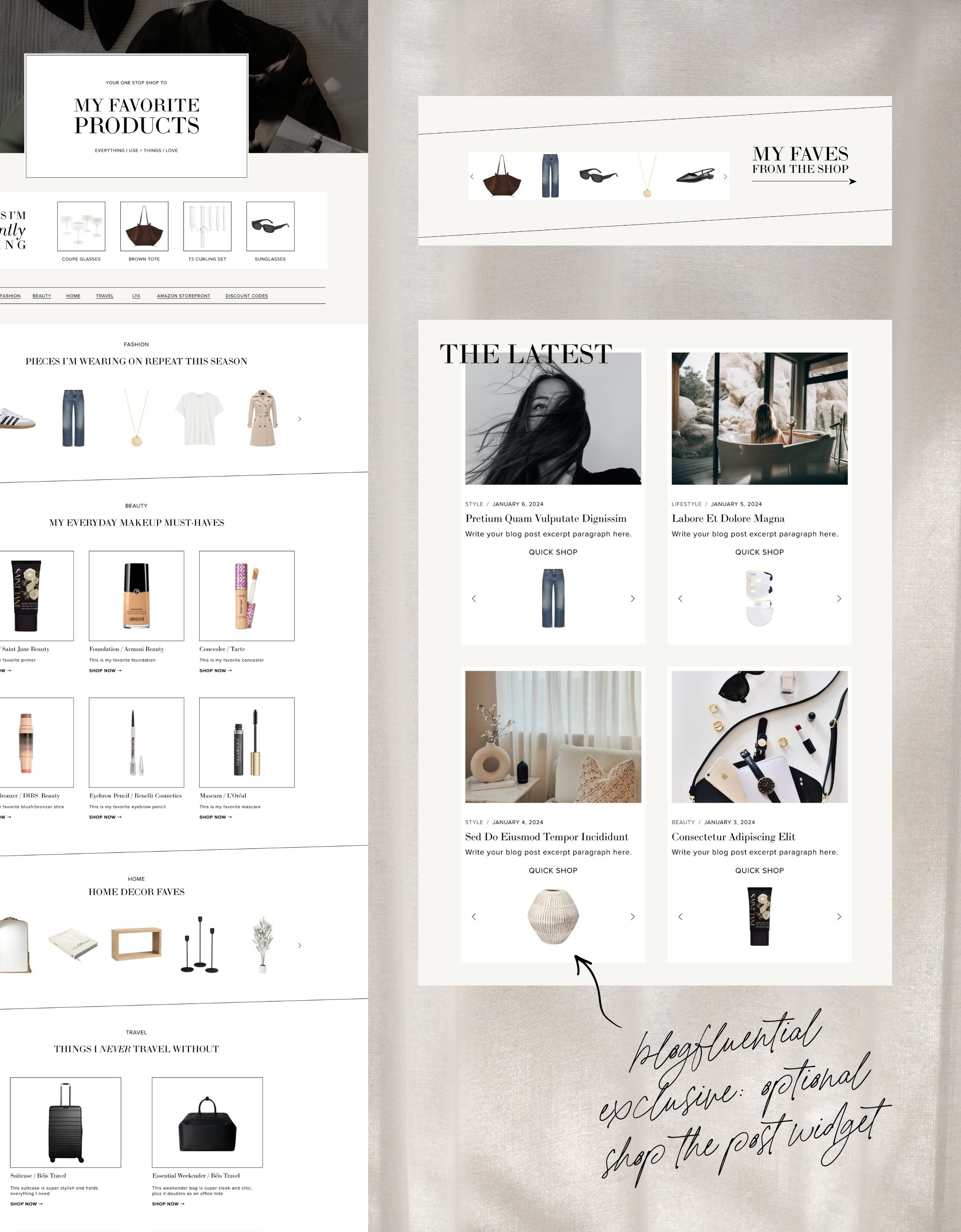 Shop The Post Widget for Squarespace Website Templates for Bloggers