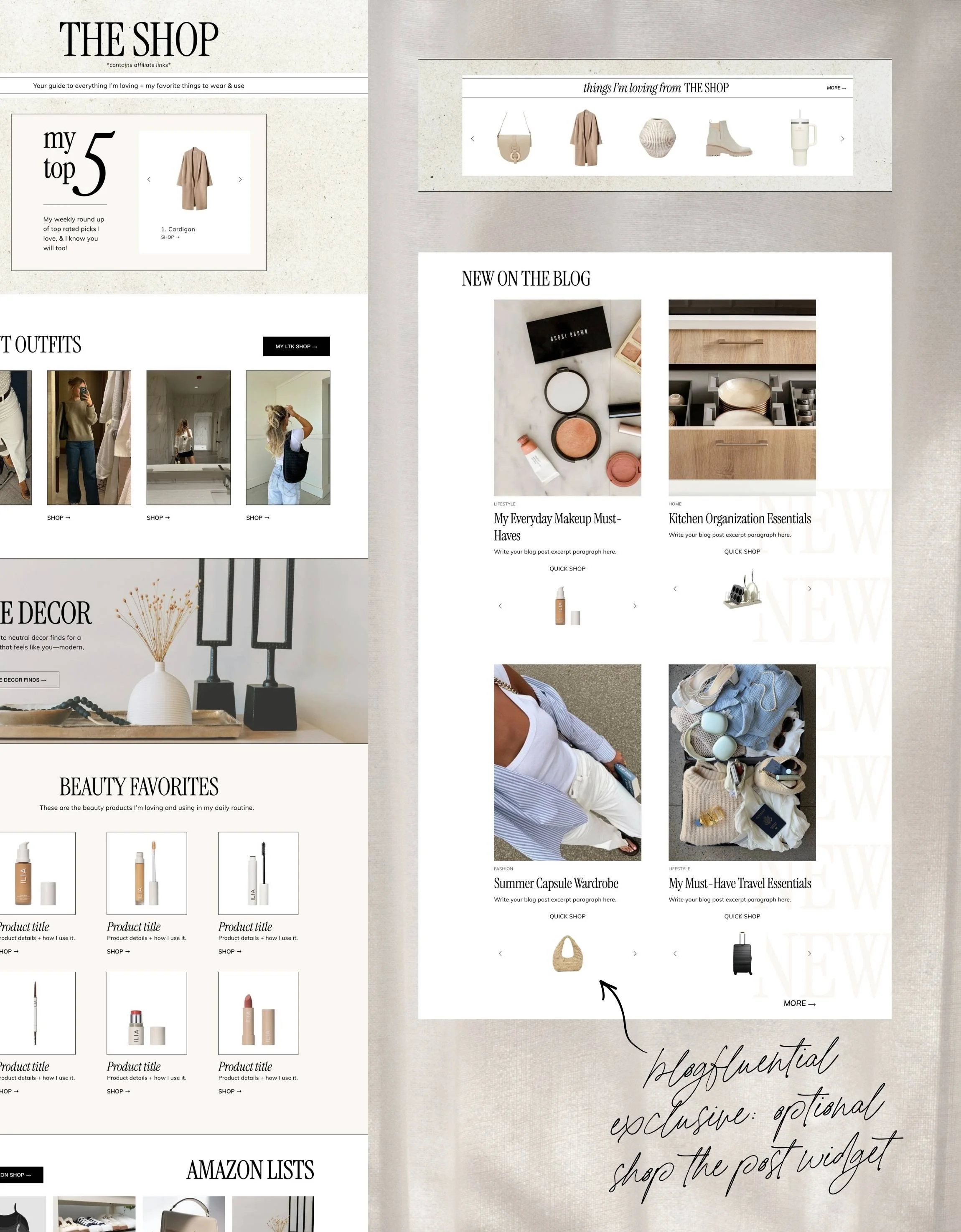 Shop The Post Widget for Squarespace Website Templates for Bloggers