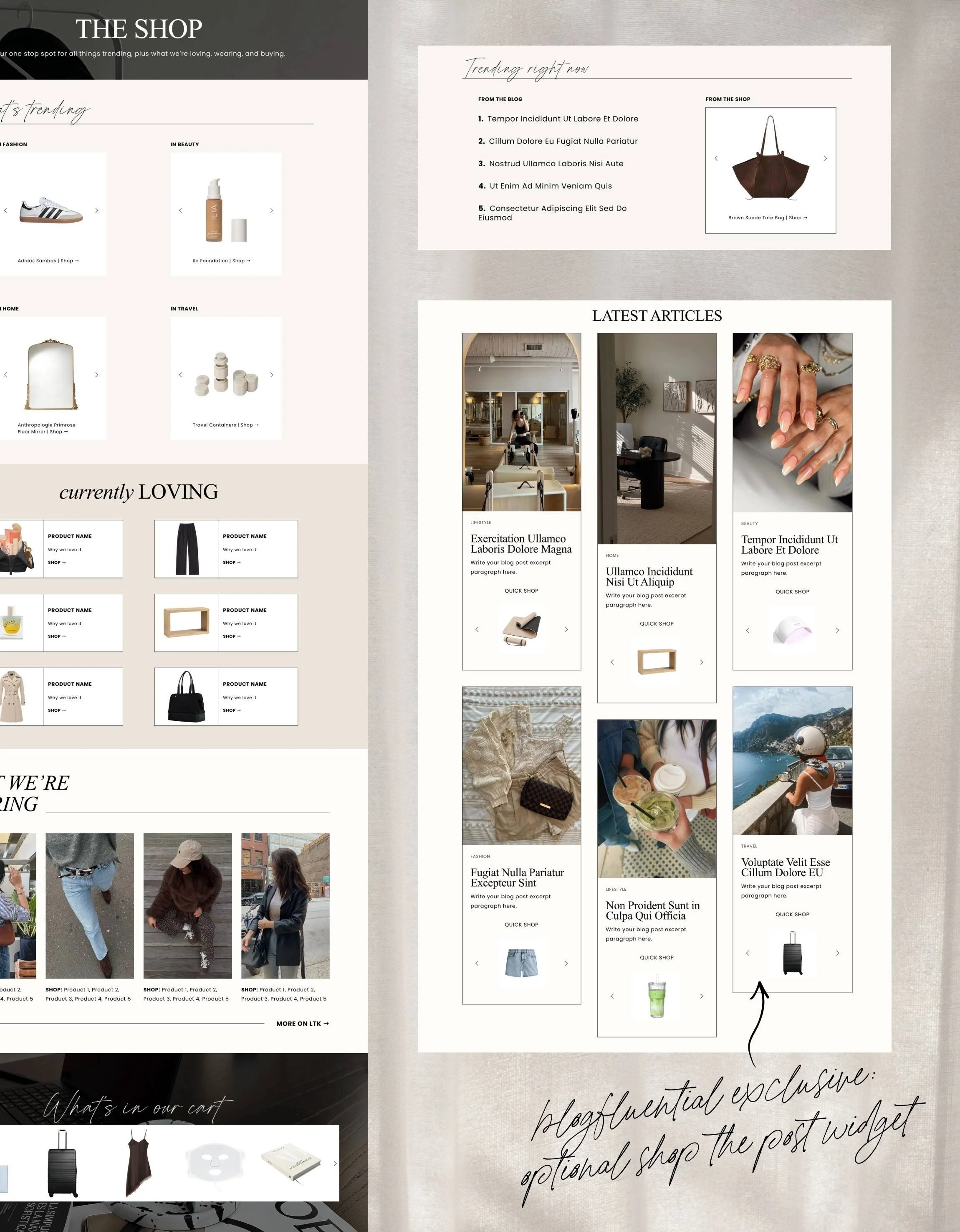 Shop The Post Widget for Squarespace Website Templates for Bloggers