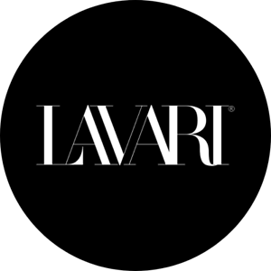Black circle with the word 'LAVI' in white, stylized text.