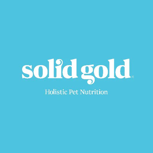 Solid Gold logo with the tagline 'Holistic Pet Nutrition' on a blue background.