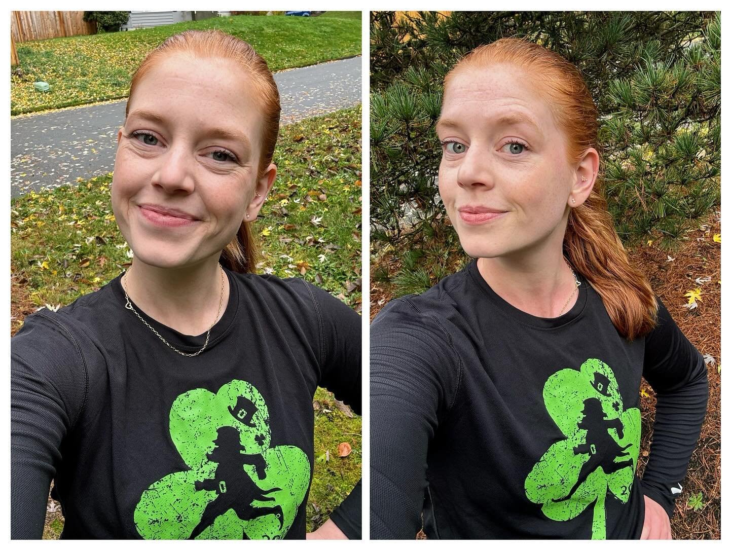 Before and after a drizzly (and then soaking) 3.5 miler. 

I mostly wanted to document if my new @briogeo hair wax could tame these postpartum wisps and also put @onesize setting spray to the test. I&rsquo;d say they both did the trick! Honorable men