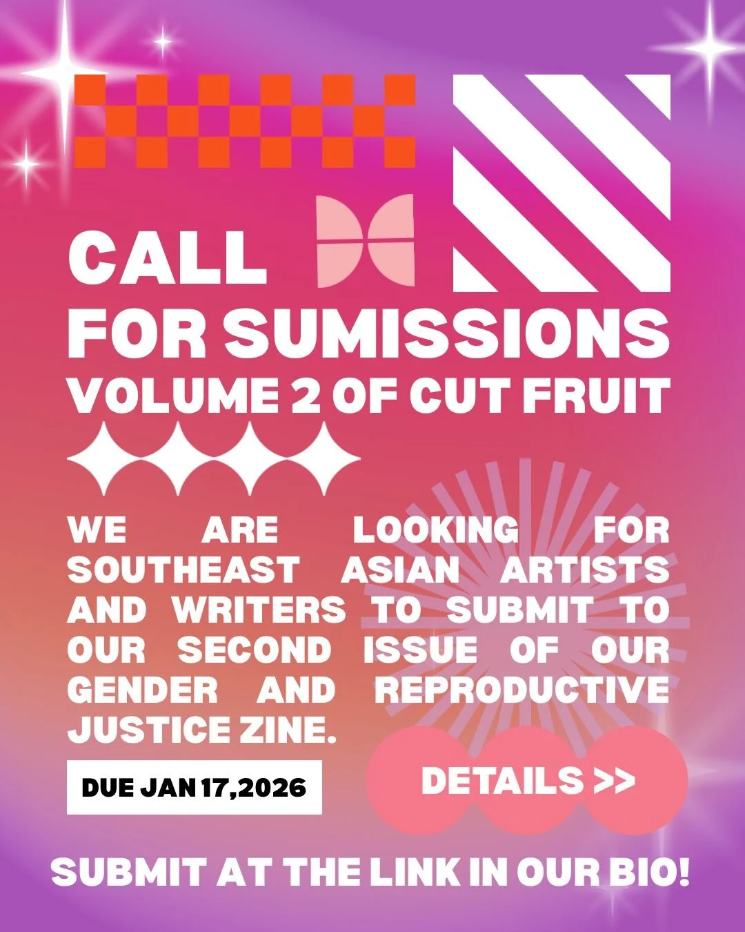 We are so excited to announce that submissions are open for issue two of Cut Fruit&mdash;our AAPI Gender and Reproductive Justice zine anthology! 

This time, to celebrate the 50th year anniversary of the first Southeast Asian family making Minnesota