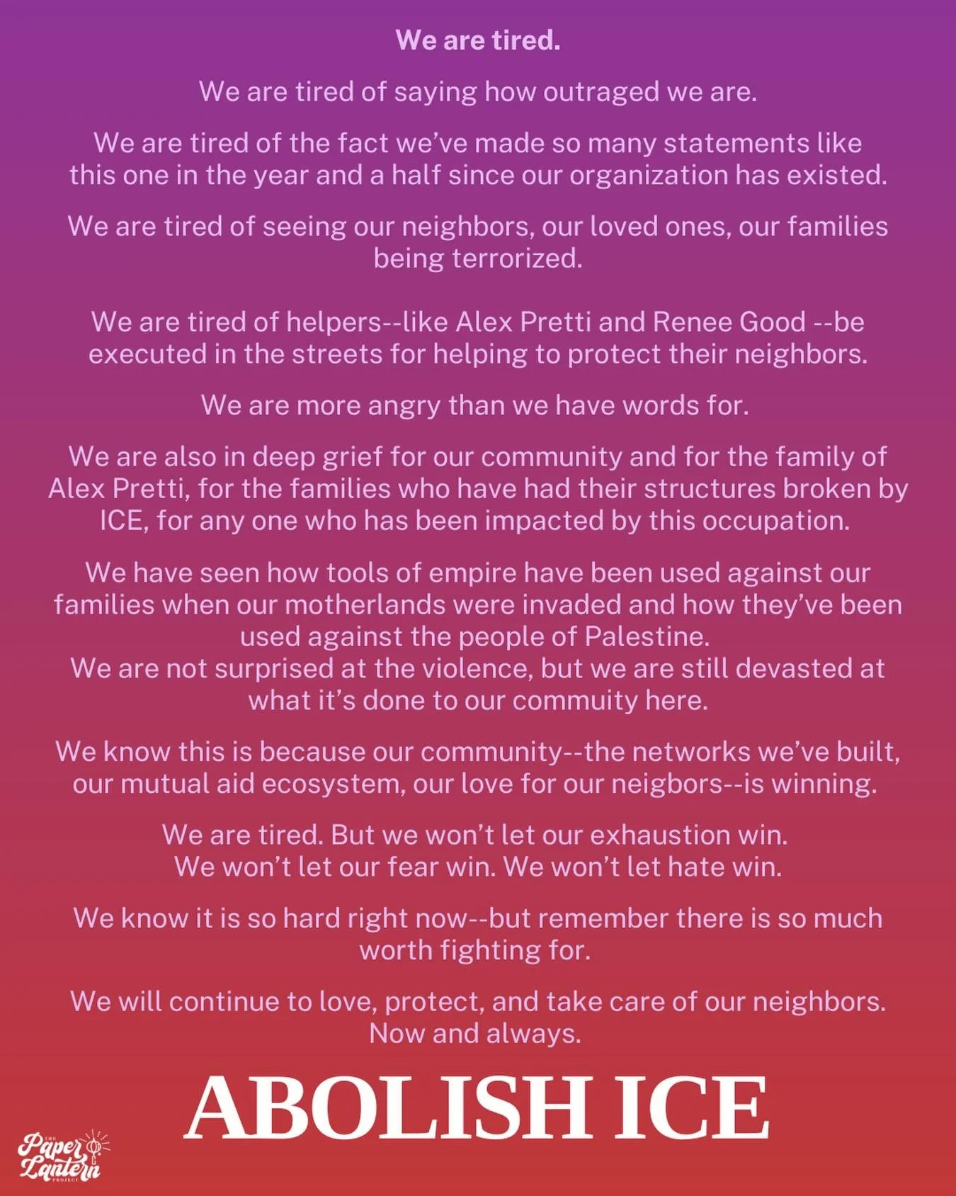It is honestly really hard to find the words today, but we tried. 

We are tired.

We are tired of saying how outraged we are.

We are tired of the fact we&rsquo;ve made so many statements like this one in the year and a half since our organization h