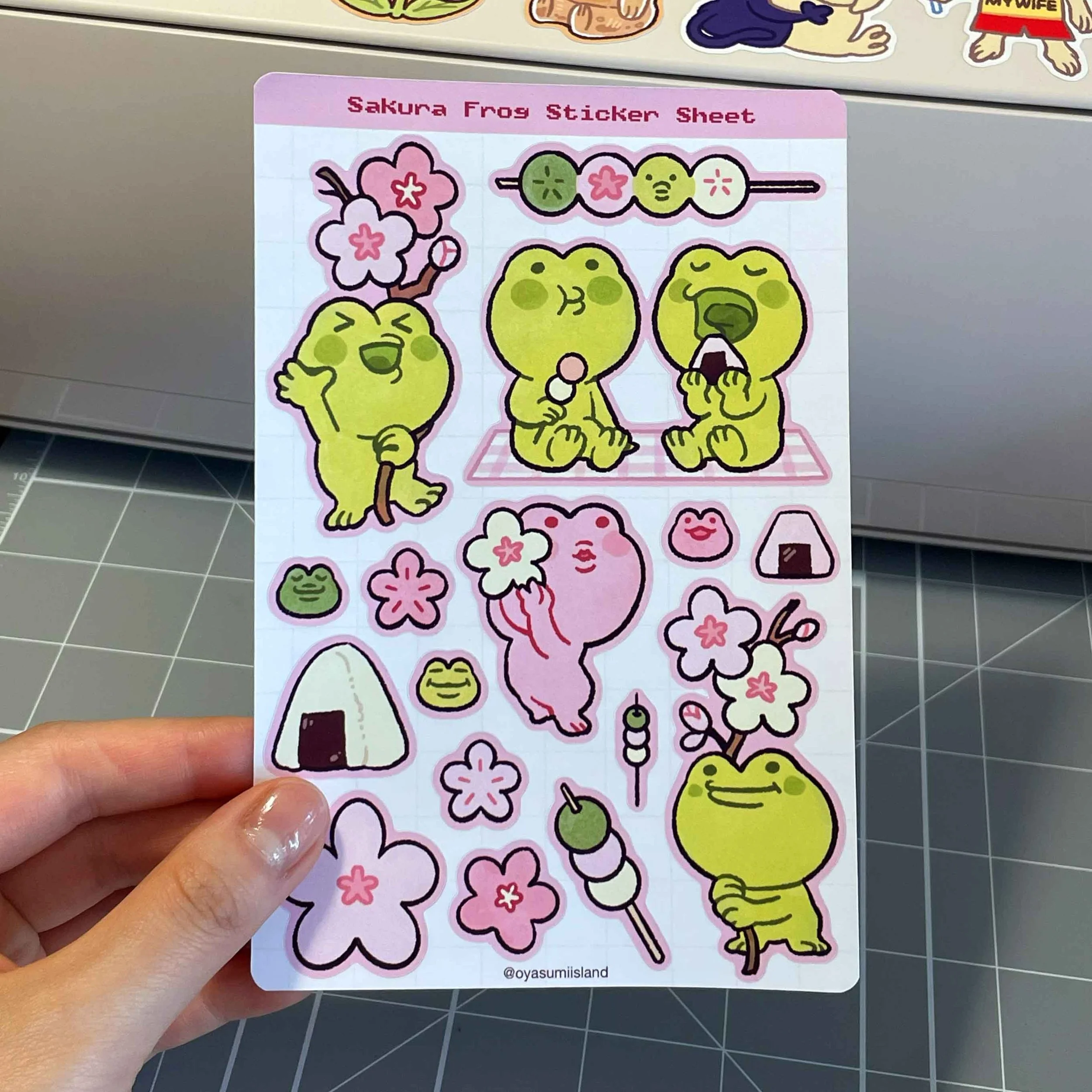 Sakura Frog Sticker Sheet