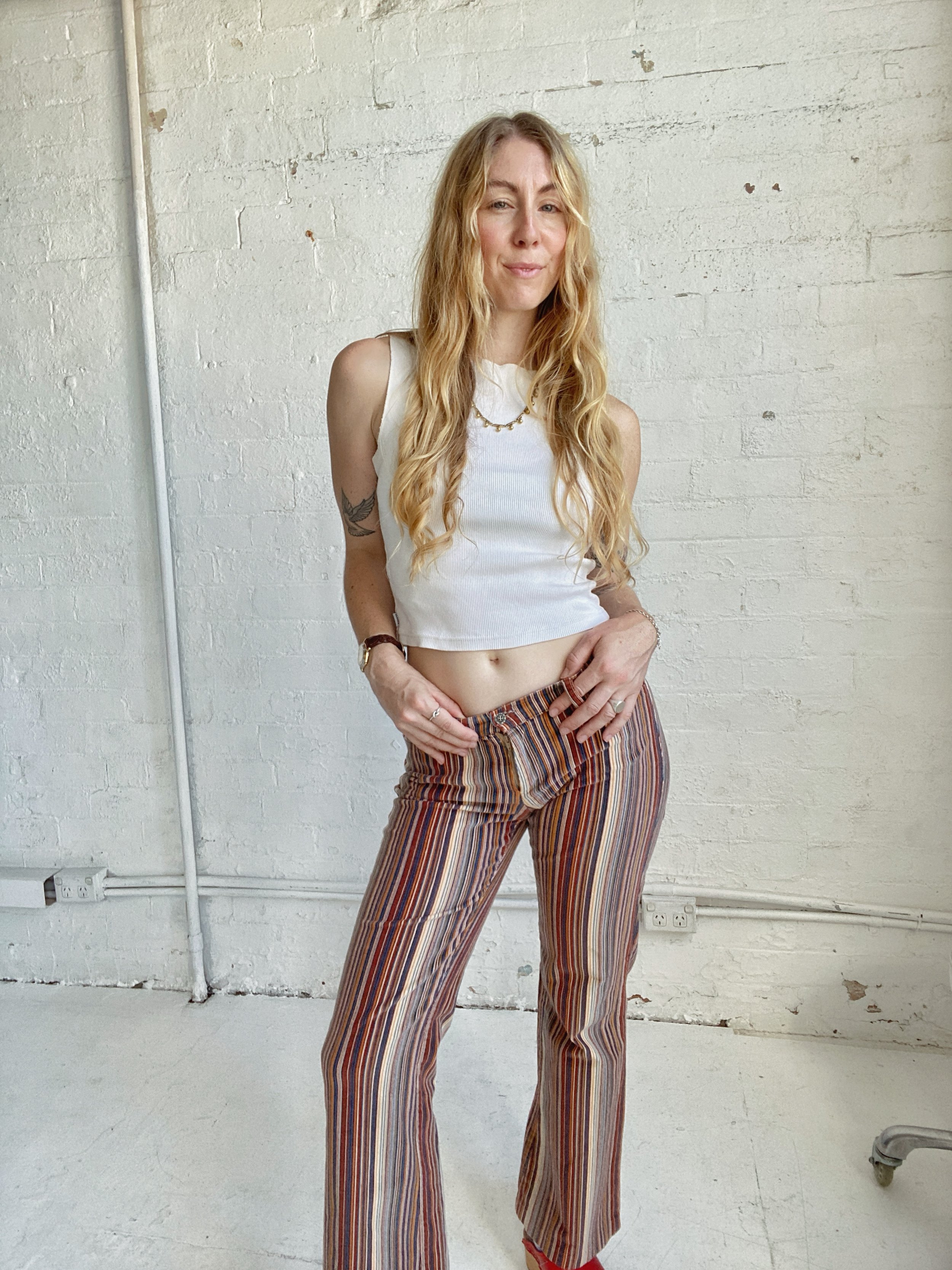 90s 00s Low Rise Pinstripe Pants