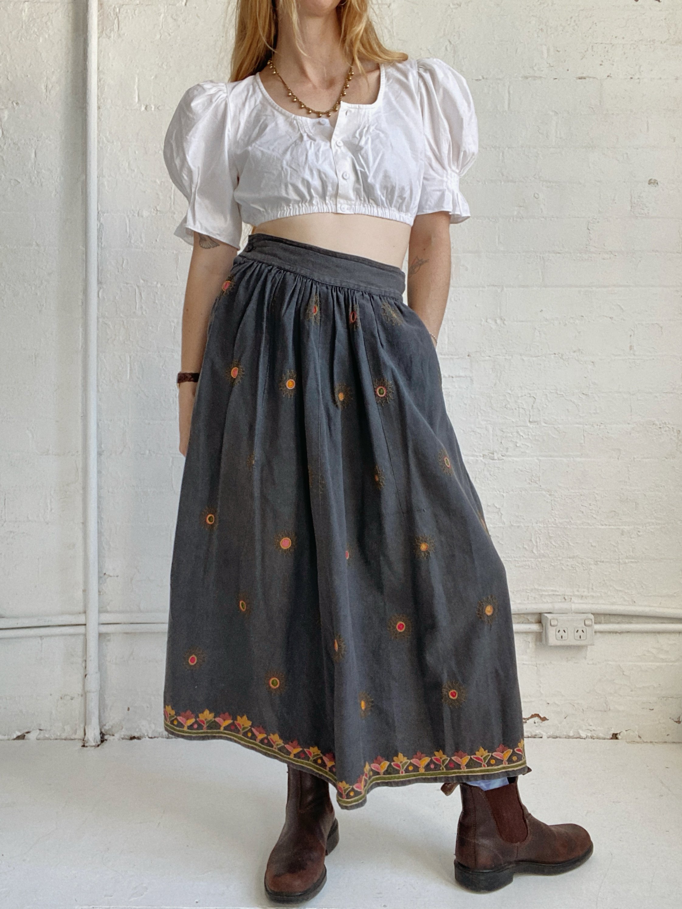 90s Indian Cotton Maxi Skirt