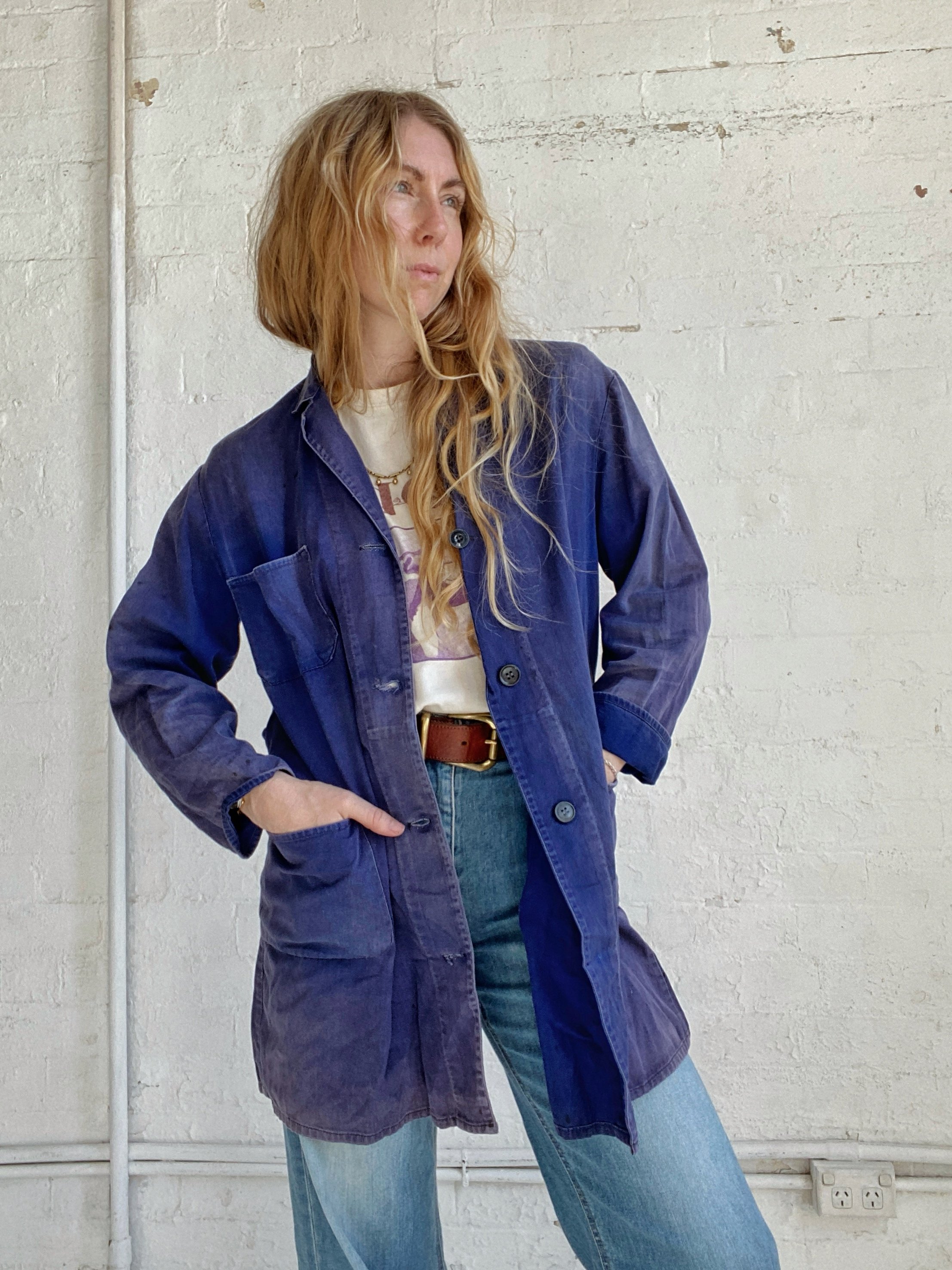 1950s French Indigo Chore Coat