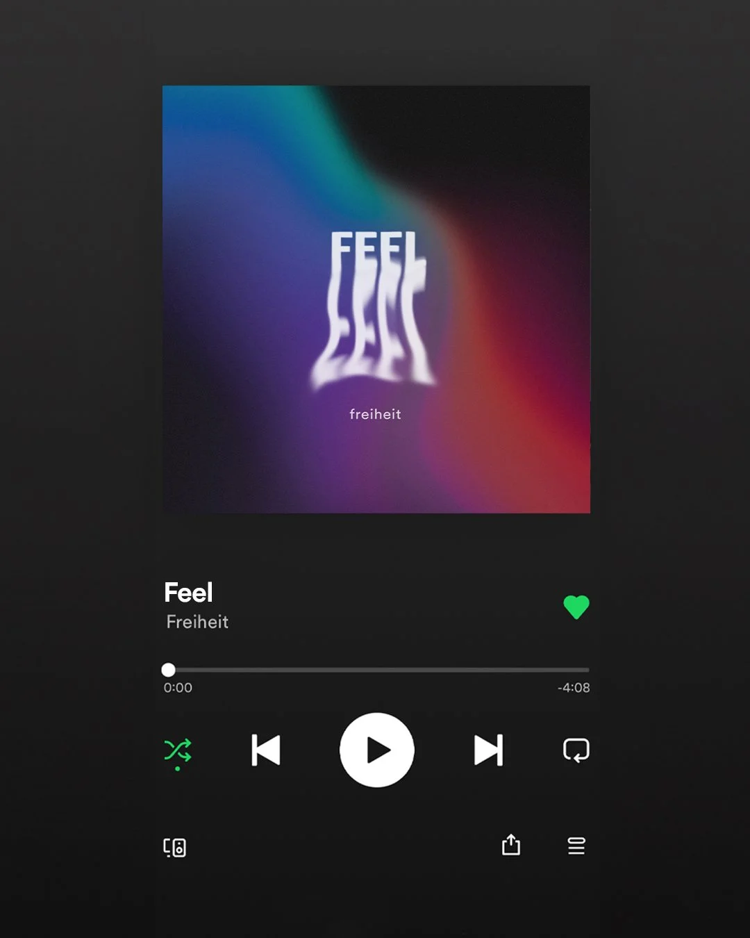 Album cover with the words "Feel" melting in a downward motion against a deep, rainbow coloured gradient