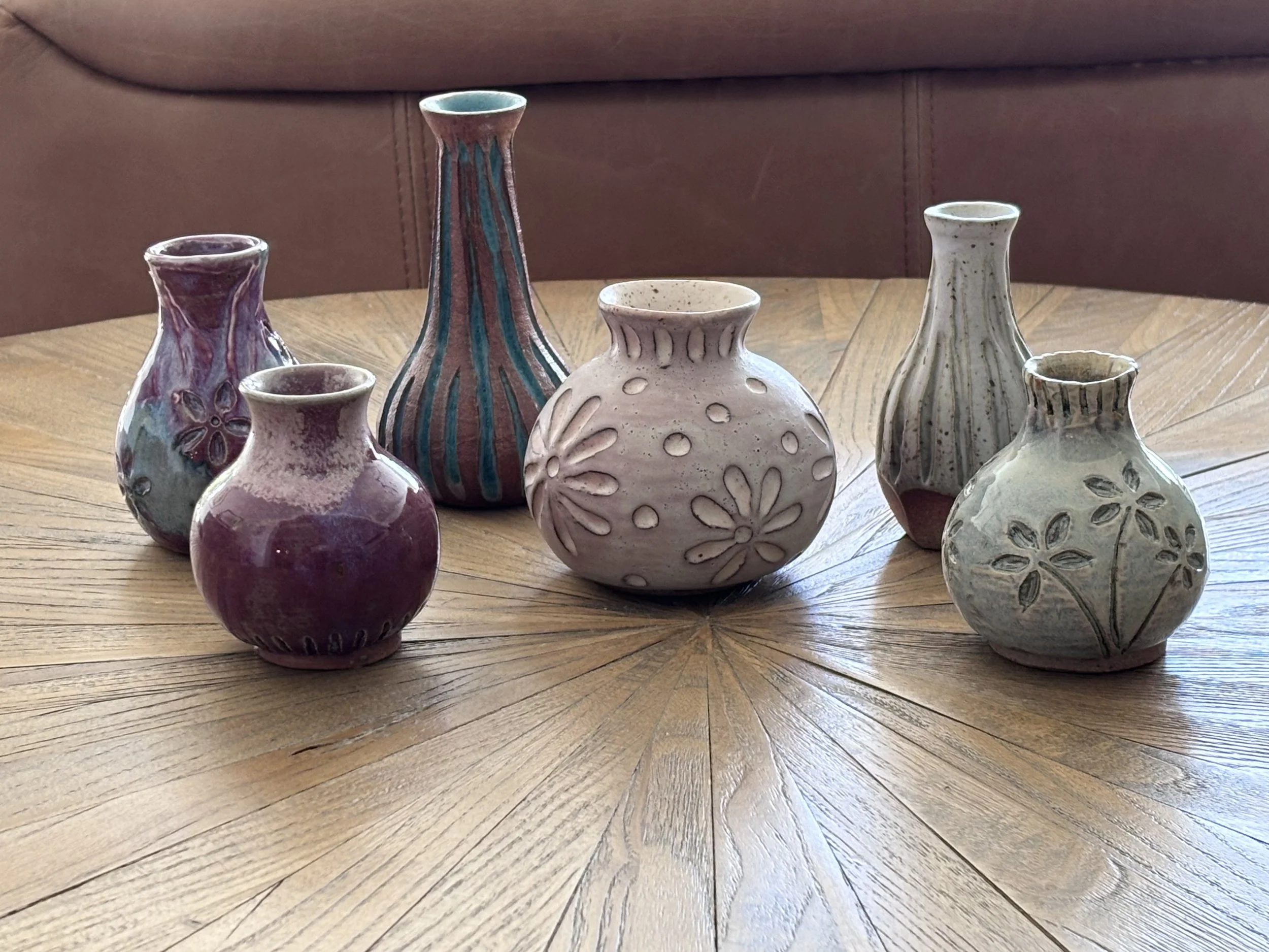 Purpley Pink Carved Flower Vase