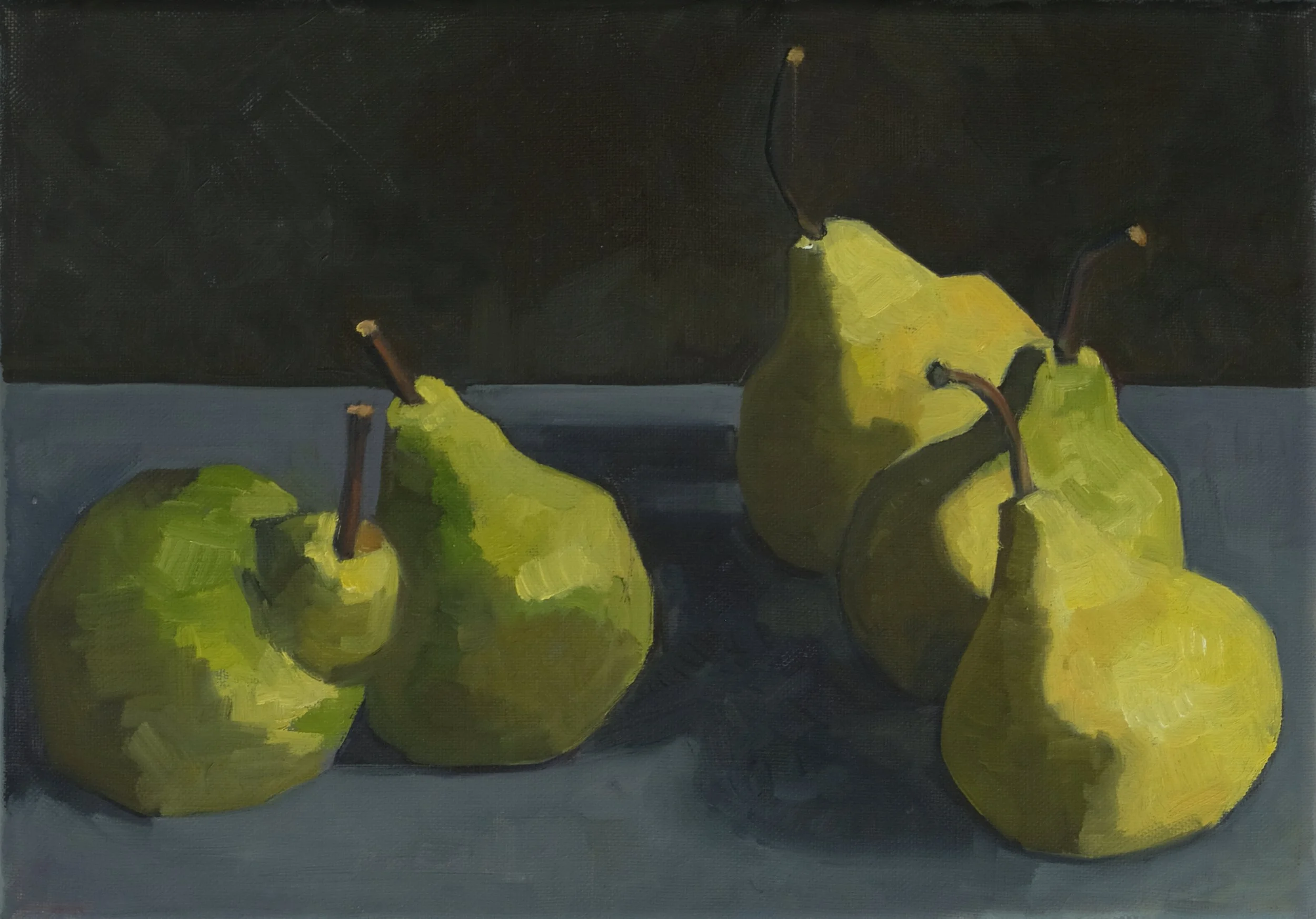 Five pears, 2021, oil on canvas, 30x40 cm