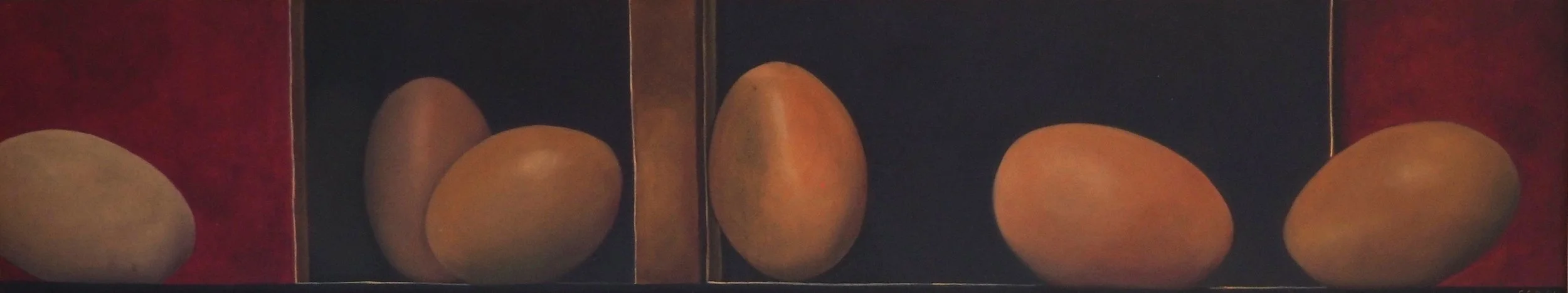 Gathering, 1999, oil on board, 24x125 cm