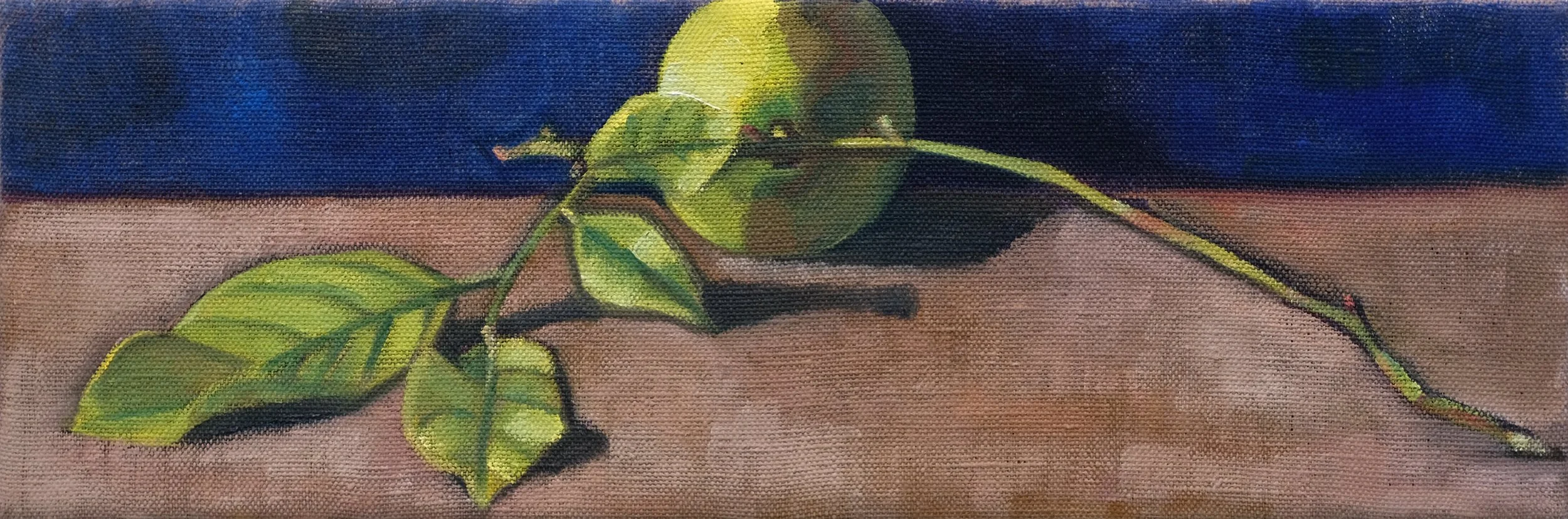 One lemon, 2021, oil on canvas, 13x38 cm