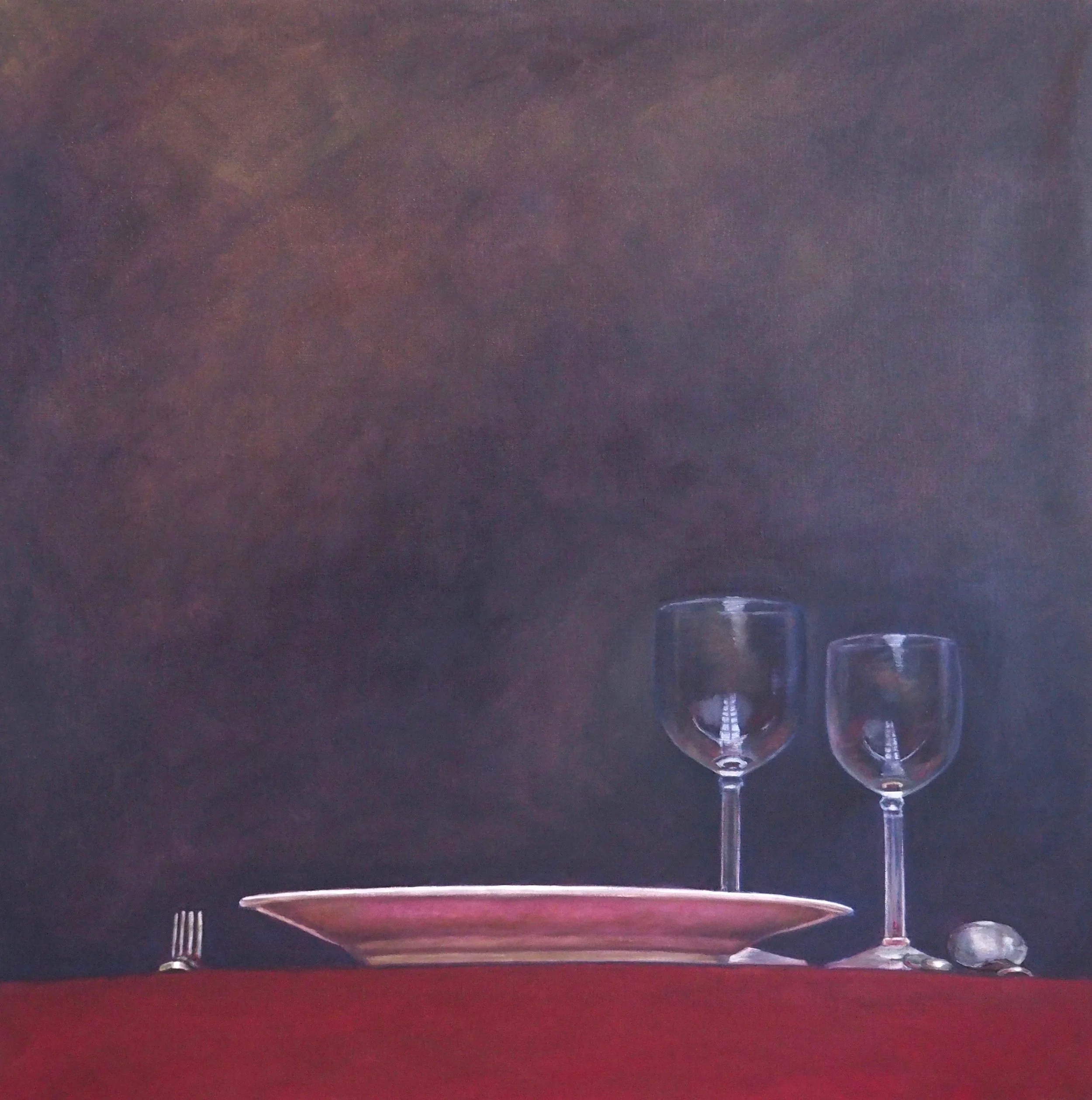 Dinner for one, 1999, oil on canvas, 101x101 cm