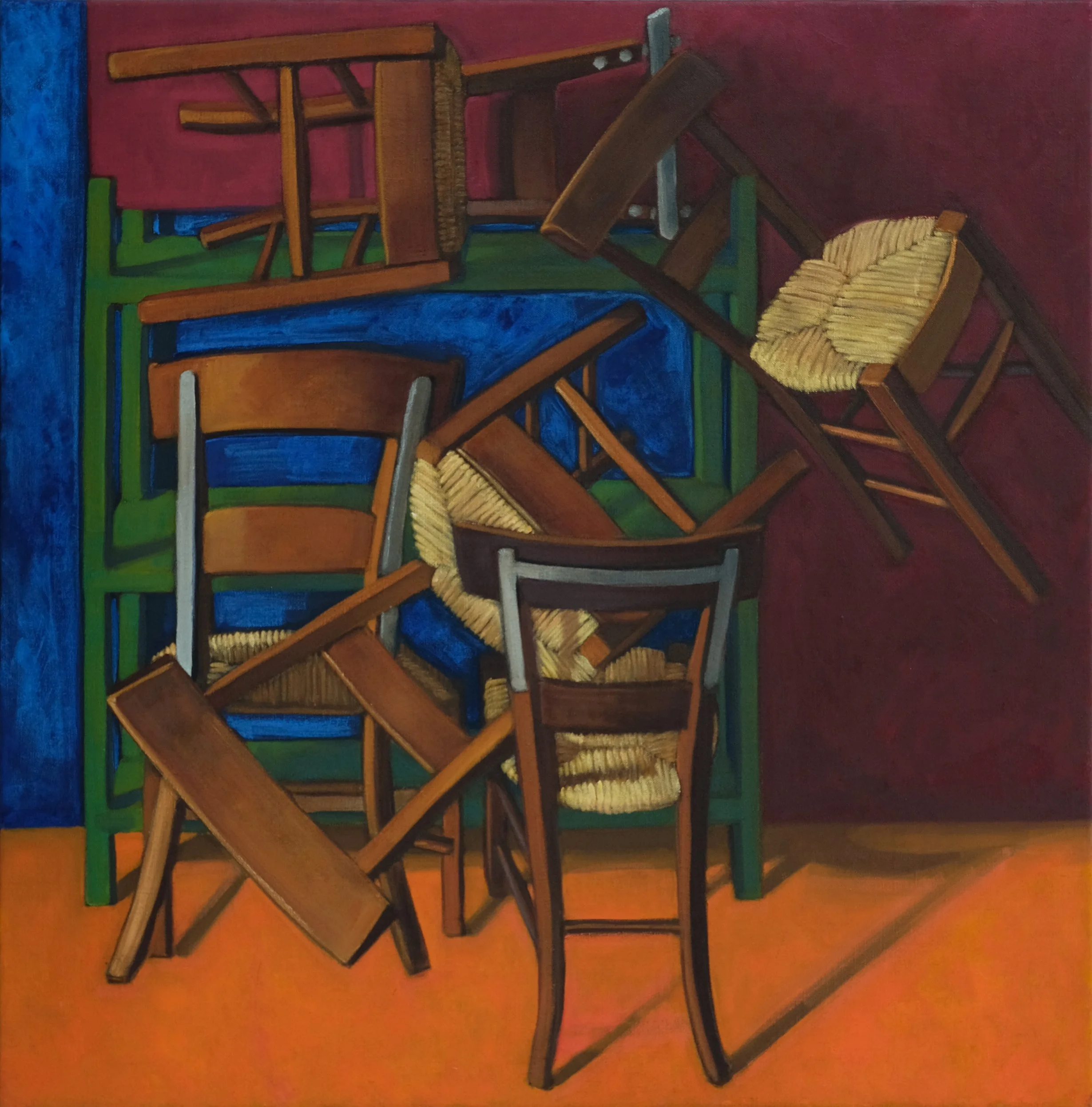 The family of five, 2021, oil on canvas, 76x76 cm