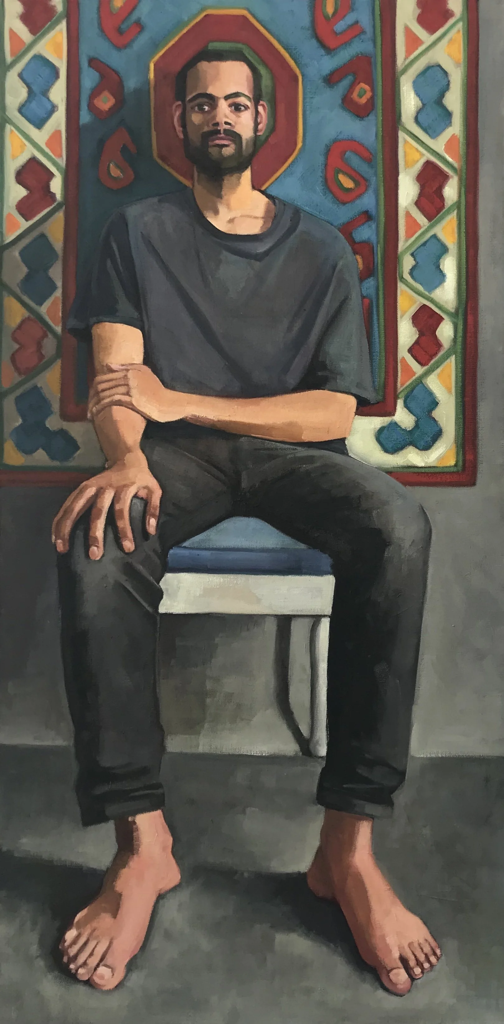 Pascal, 2018, oil on canvas, 100x50 cm