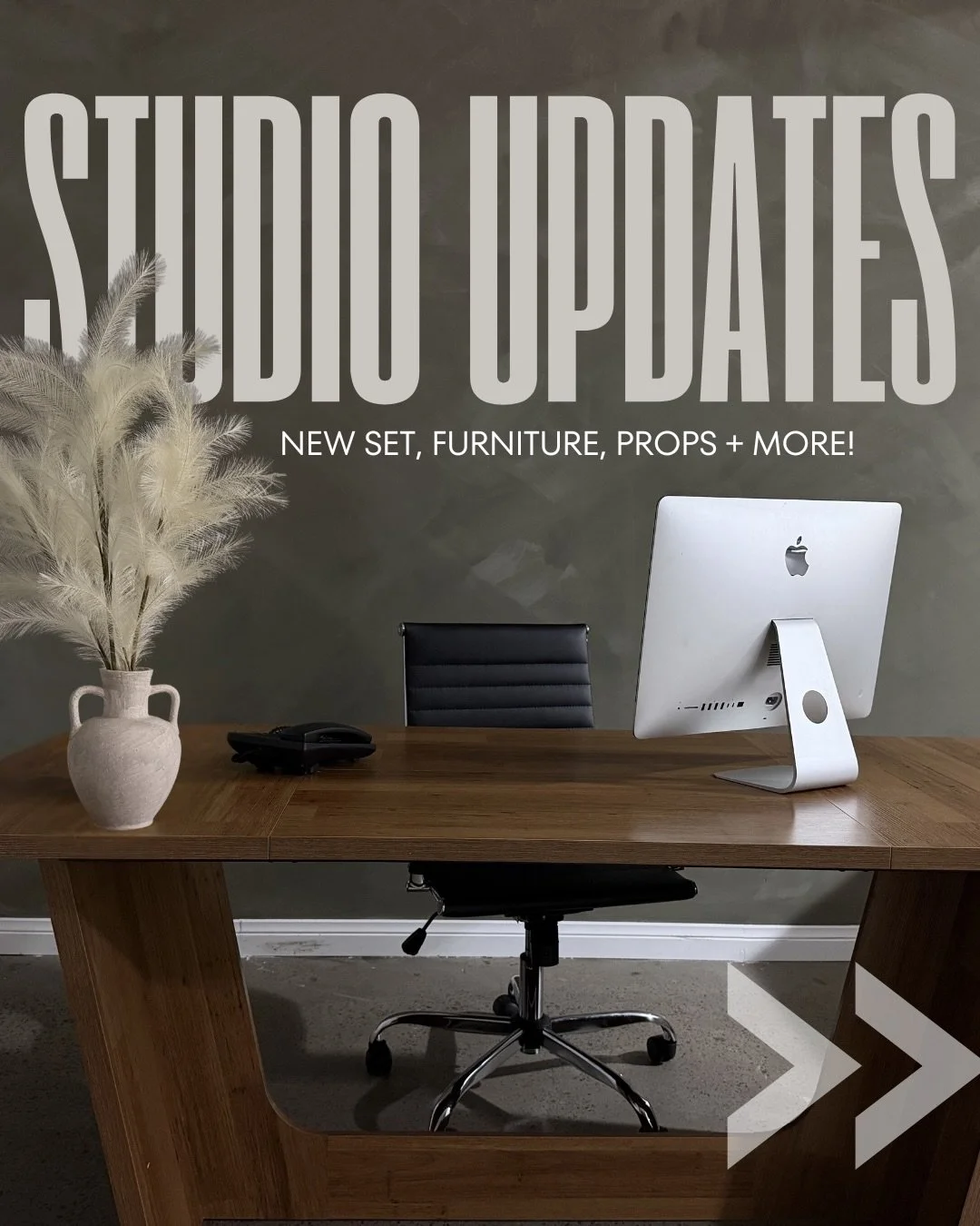 Your next shoot deserves a fresh backdrop!

We&rsquo;ve just added a few new furniture pieces, a new backdrop (in a dark olive green limewash colour), props and more! For all our corporate clients, you now have a variety of new fun props to play arou