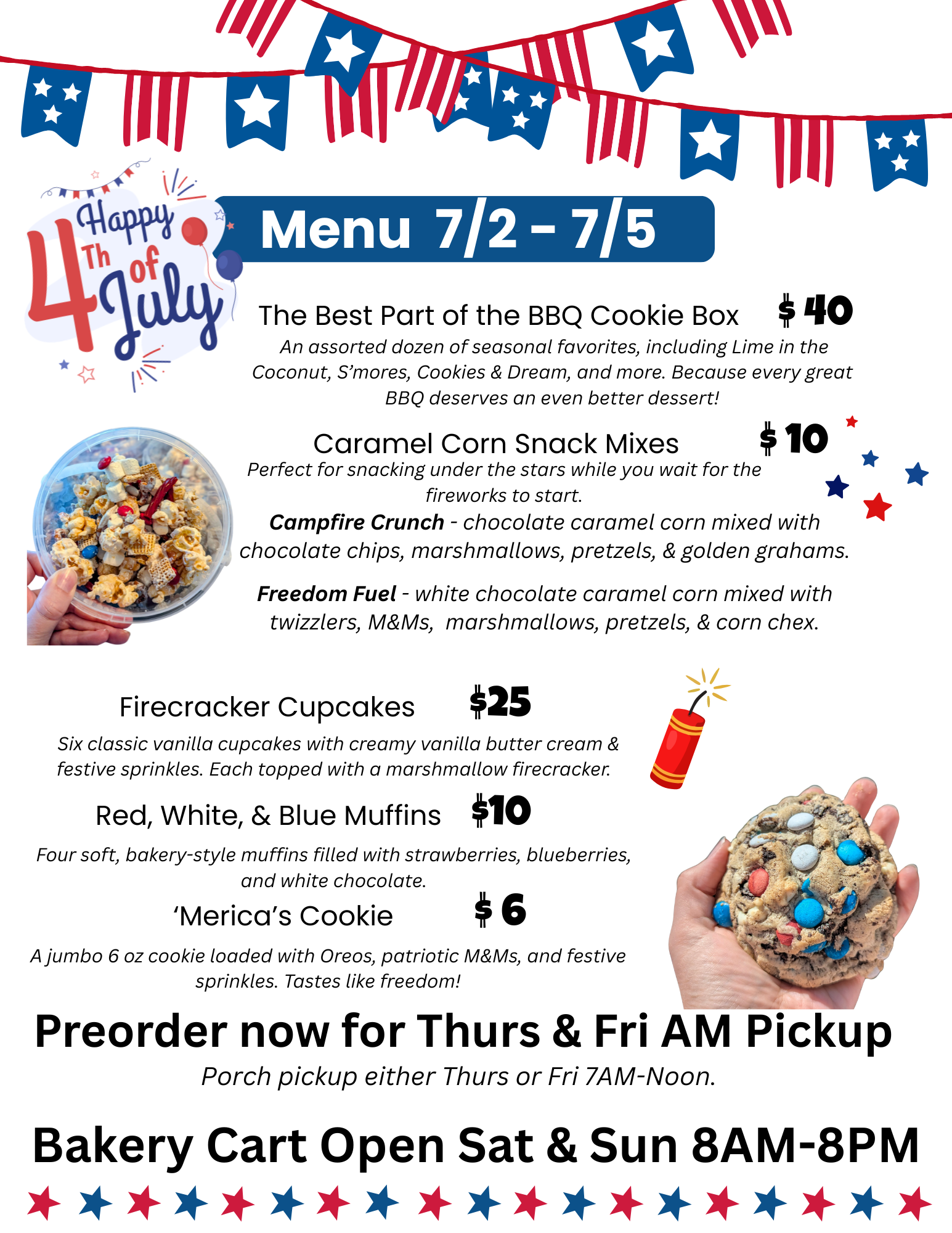 Carissa's Kitchen July 4th Menu