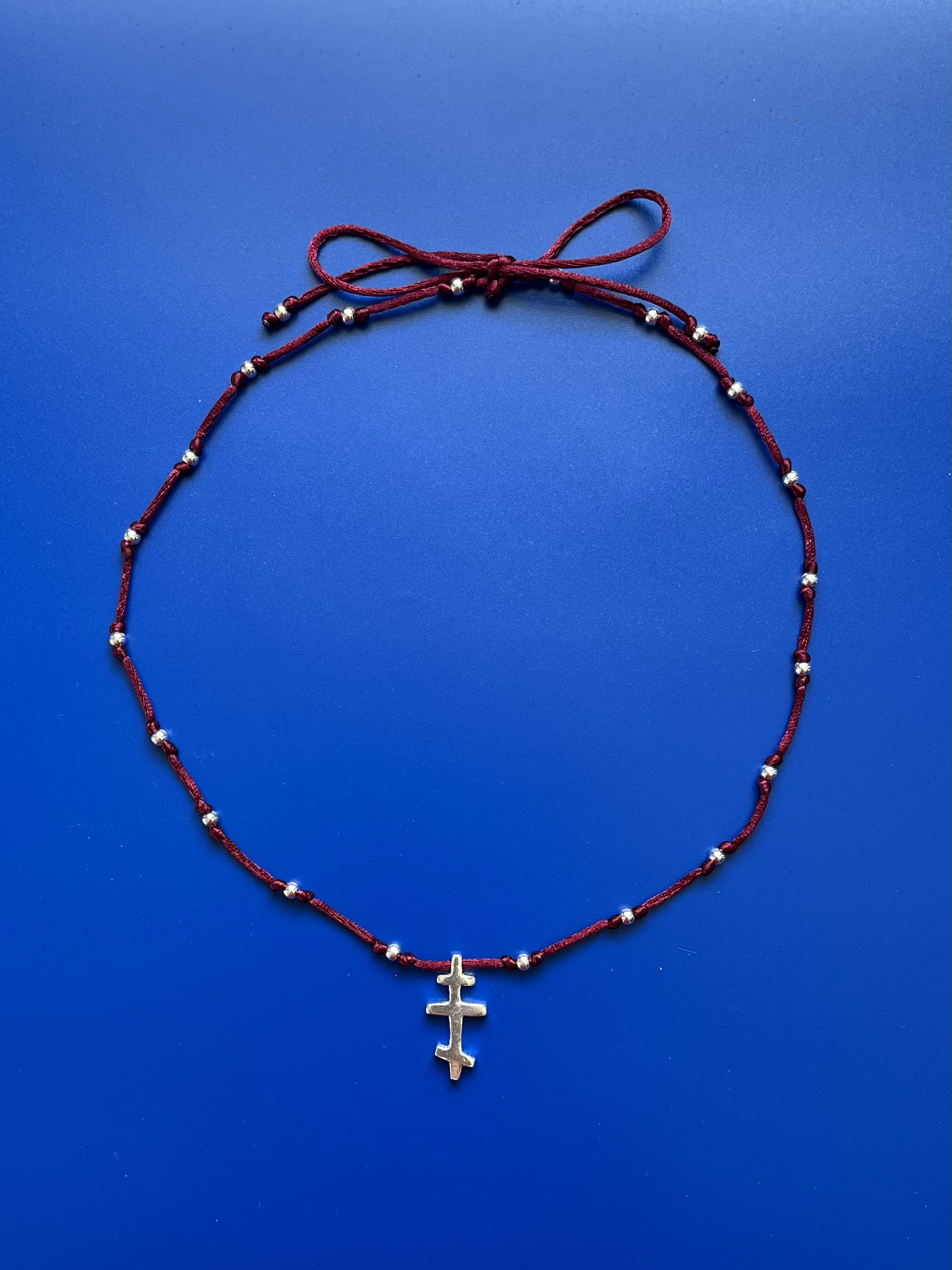 Silver Three Bar Cross Necklace