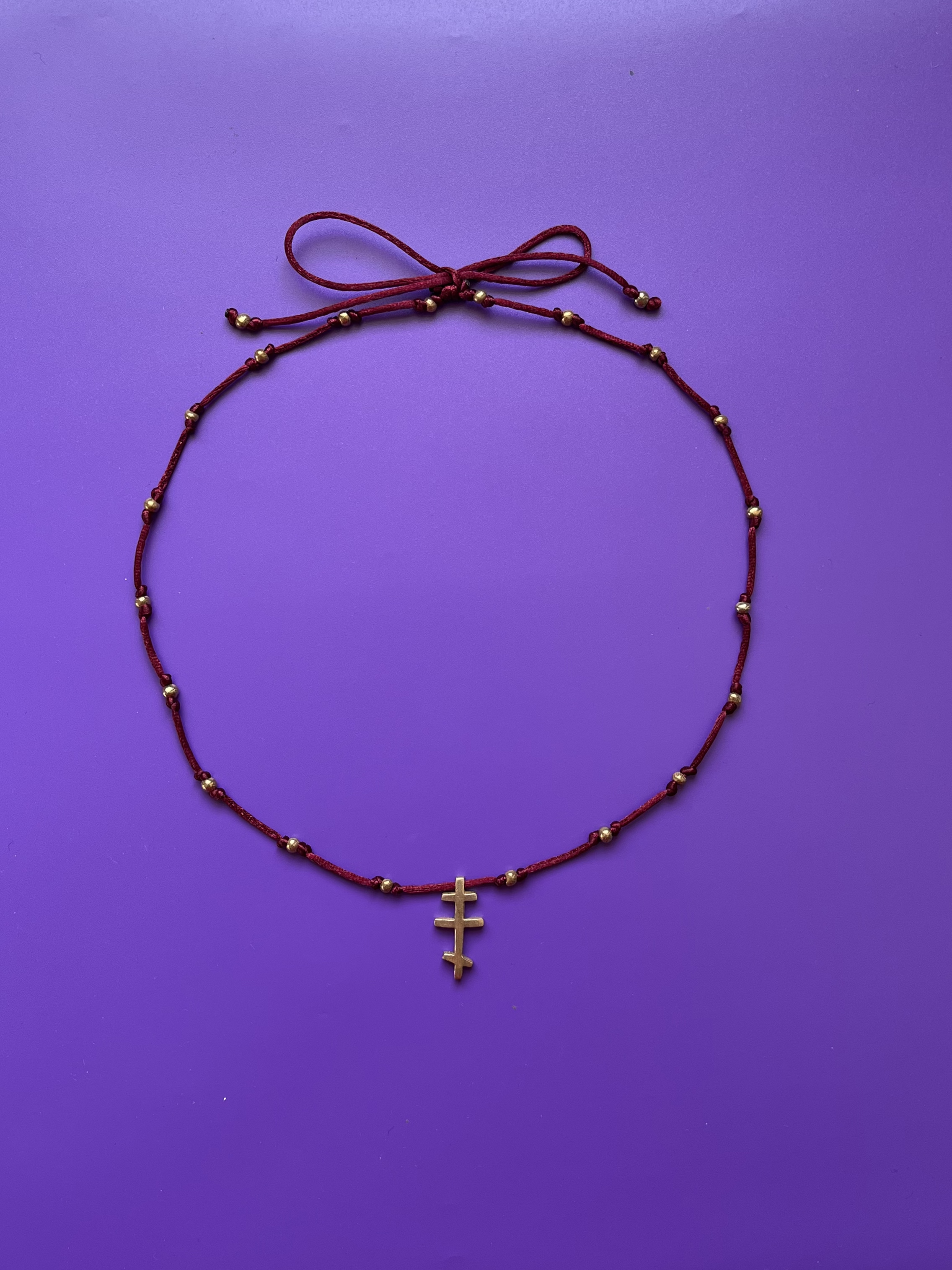 Bronze Three Bar Cross Necklace