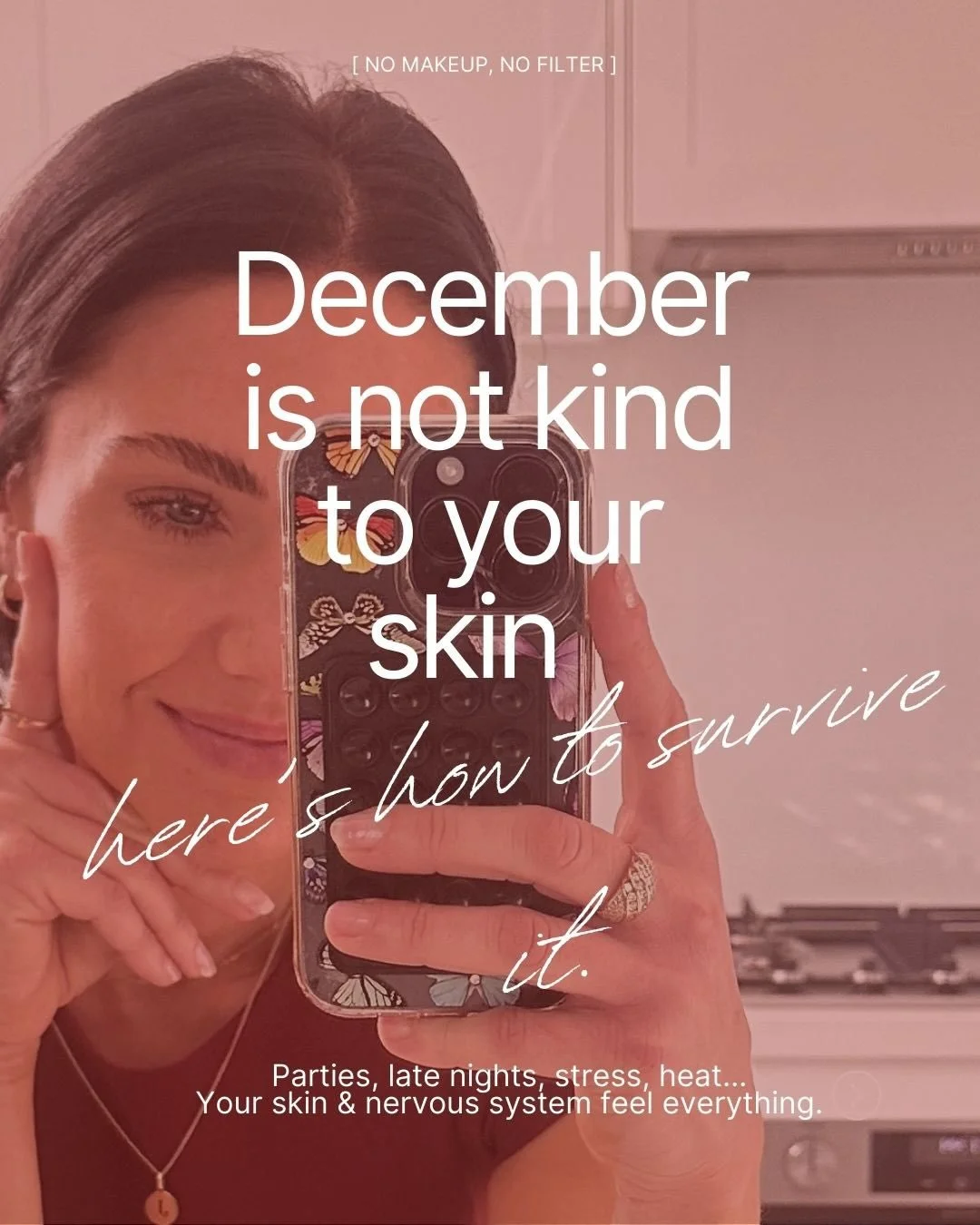 December is not kind to your skin but you can glow through it with the right rituals.

Between social events, late nights, travel, alcohol, stress and heat&hellip; your skin, gut, and nervous system get pushed into overdrive.

Here&rsquo;s how to pro