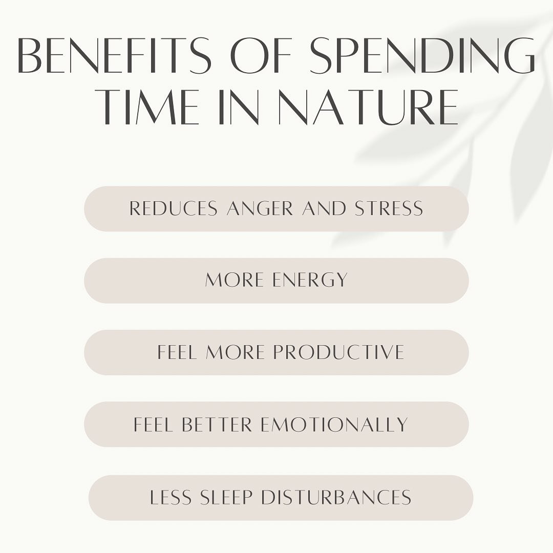 Do you usually spend time in nature?
Do you know the benefits of spending time in nature? BENEFITS
. More energy
. Reduces anger and stress
. Contributes to physical wellbeing. Less sleep disturbances . Feel more productive on your job. Feel better e