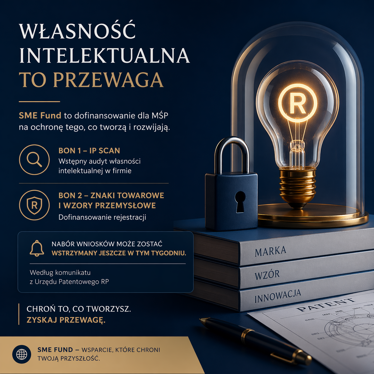SME Fund 2026: dofinansowanie na IP Scan i rejestrację znaków towarowych może zostać wstrzymane