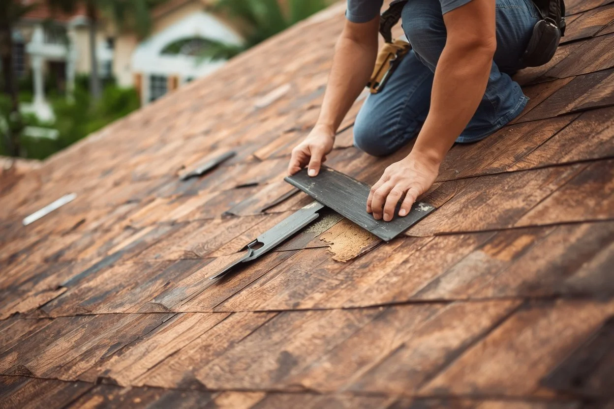Leaking Wood Roof Repair and Loose Wood Shingles Replacement