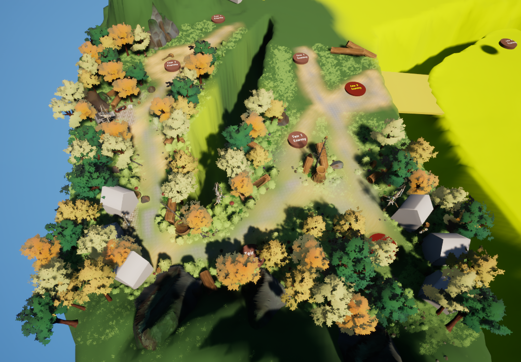Once the objective markers were placed, I threw in a bunch of foliage so that I could do some simple load-unload optimizations.