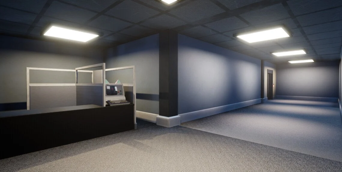 This area is just before the elevator down to the second floor.