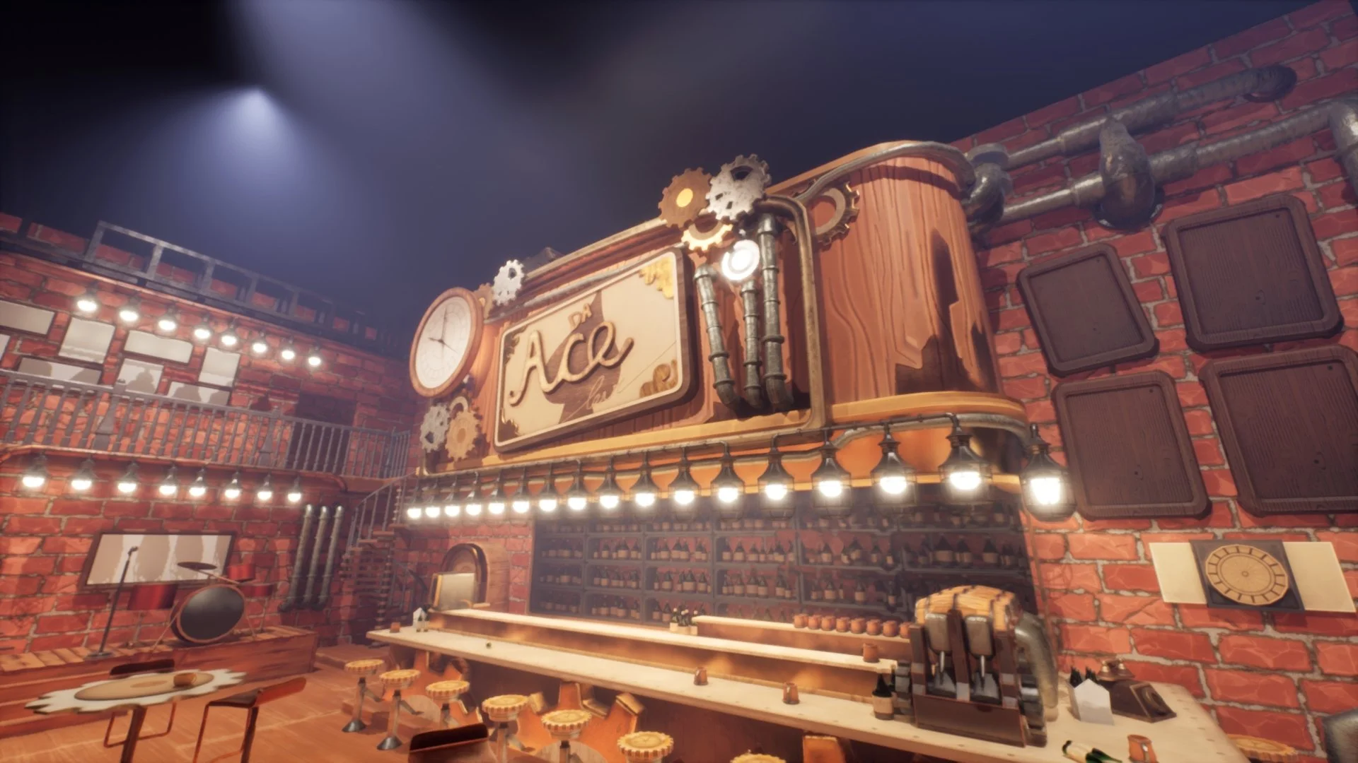 The largest and most important piece was the sign. There's damage on the right and pipes and gears all over the place. Overall, the project was really decent practice. If I had another shot at making this, I think I would certainly have improved in m