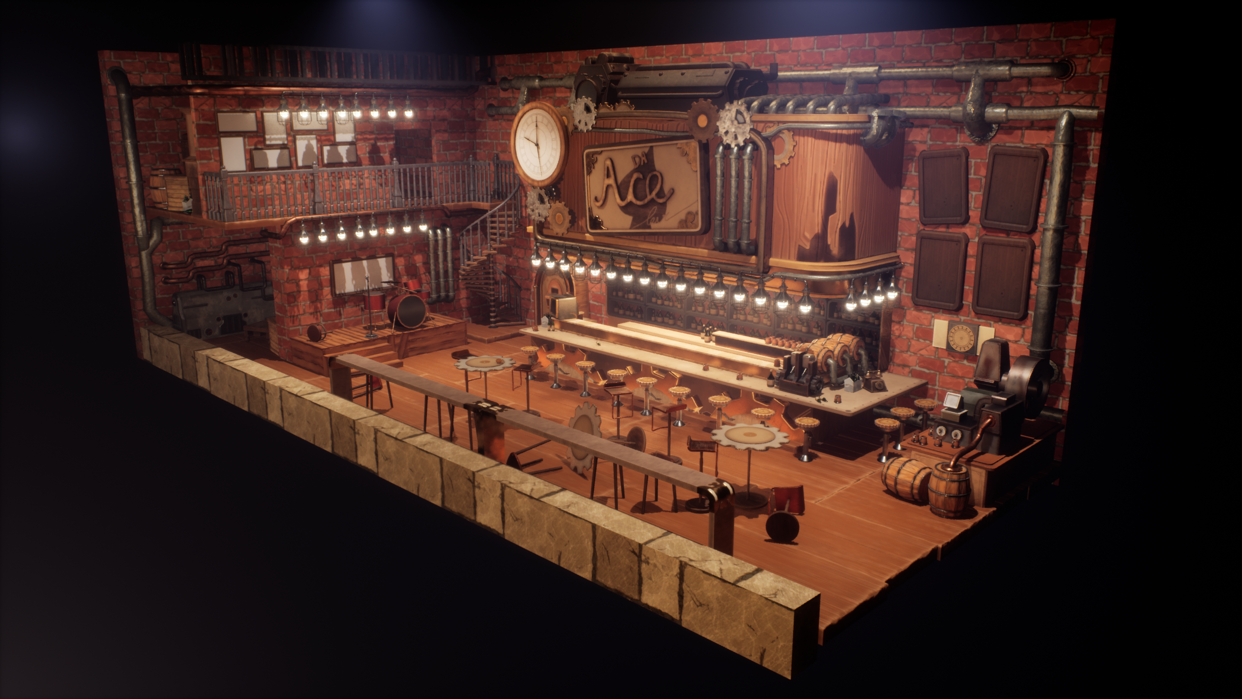 Here's the final render with the post process and LUT added.